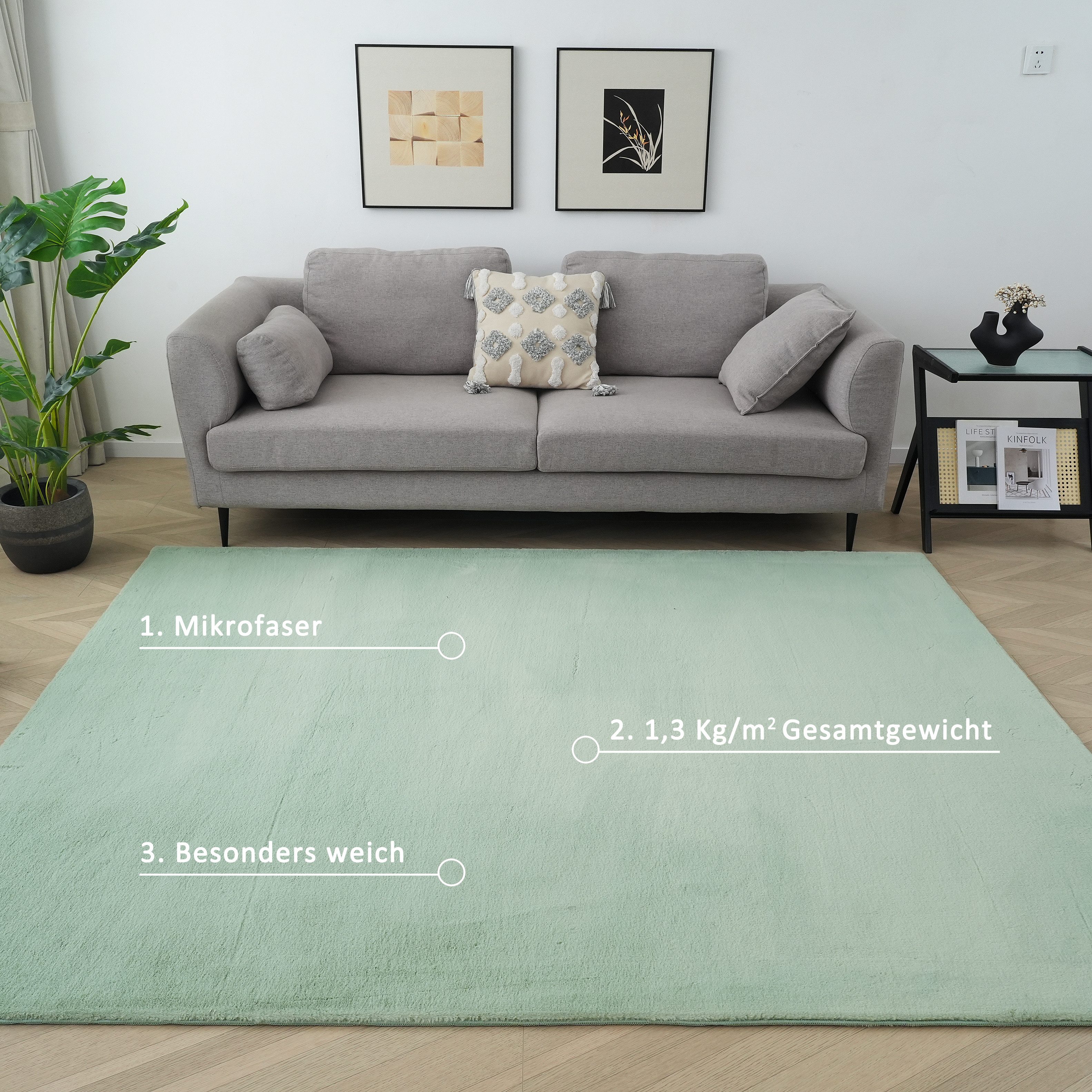 my home Vachtvloerkleed Balu, kunstfellteppich, modern, langpolig tapijt Konijnenbont-gevoel, behaaglijk, zacht, woonkamer, slaapkamer