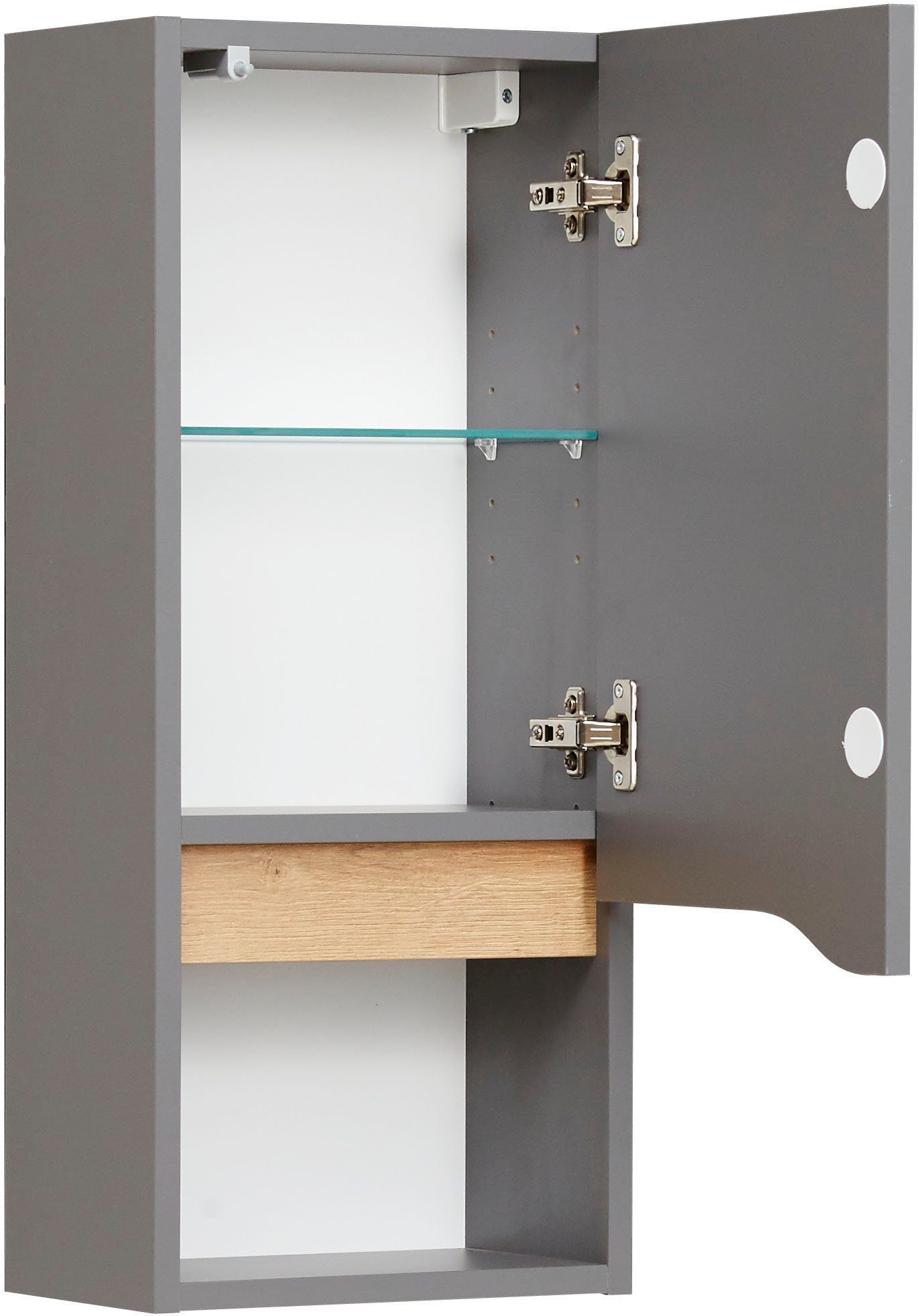 Saphir Badkamerserie Quickset 5-delig, keramische opzetwastafel en LED-spiegelkast Halfhoge kast, onderkast, hangend kastje, inclusief deurdemper, 7 deuren (7-delig)
