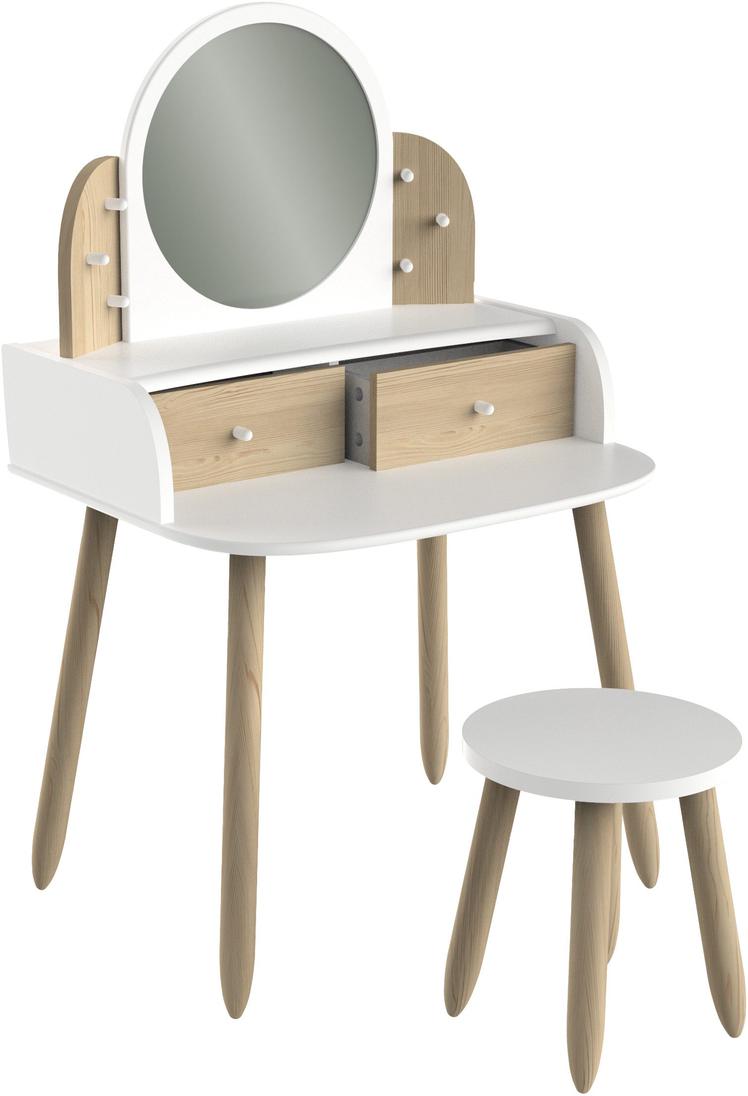 Demeyere GROUP Make-uptafel Lili Make-up tafel 2 kleine lades spiegel van kunststof