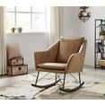 home affaire schommelstoel amelia van mooie imitatieleren overtrekstof, in twee verschillende kleurvarianten, zithoogte 47 cm bruin