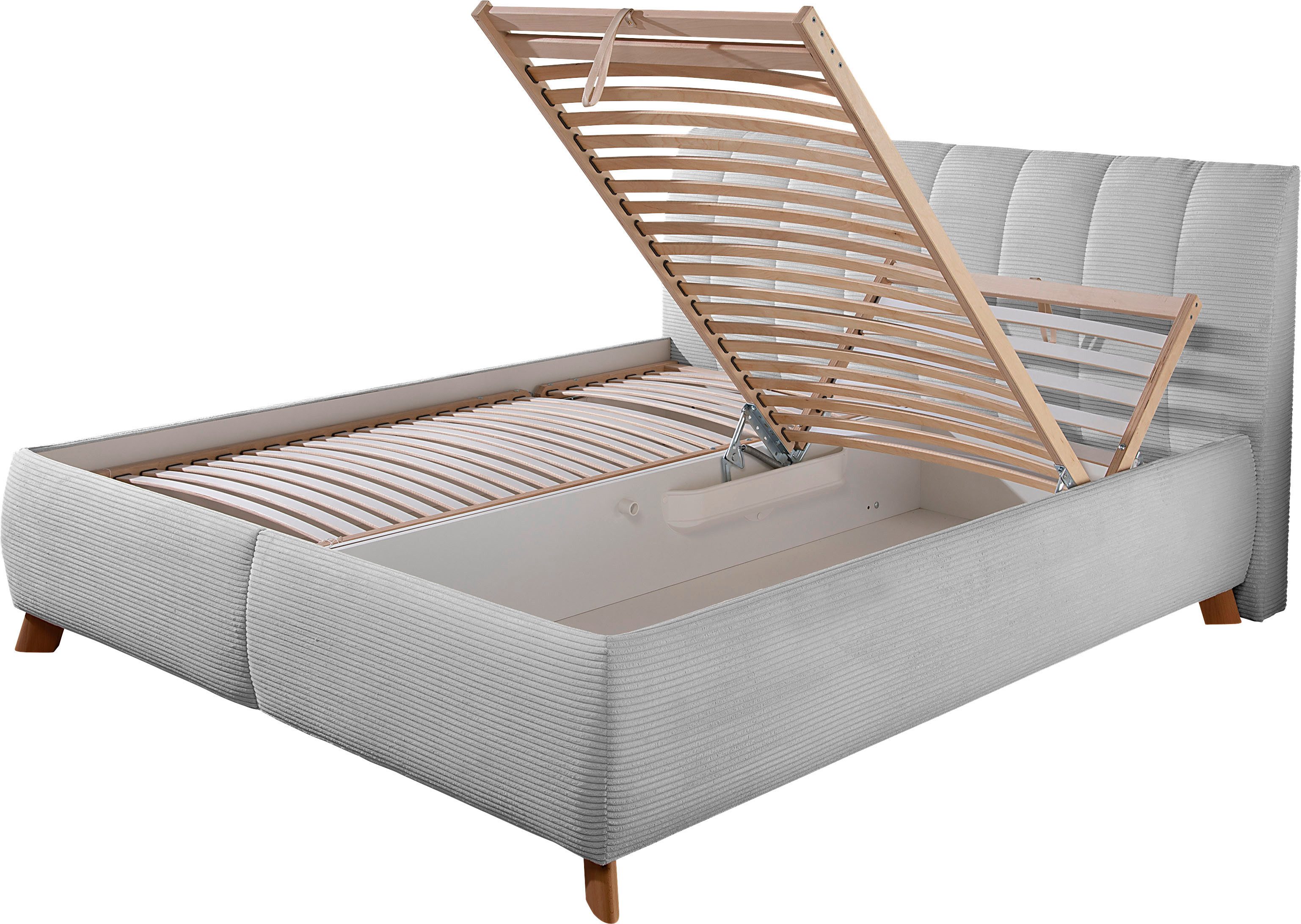 Maintal Gestoffeerd bed Hügeldorf inclusief bedlade, verkrijgbaar in h2, h3 & h4, van cord bekleding