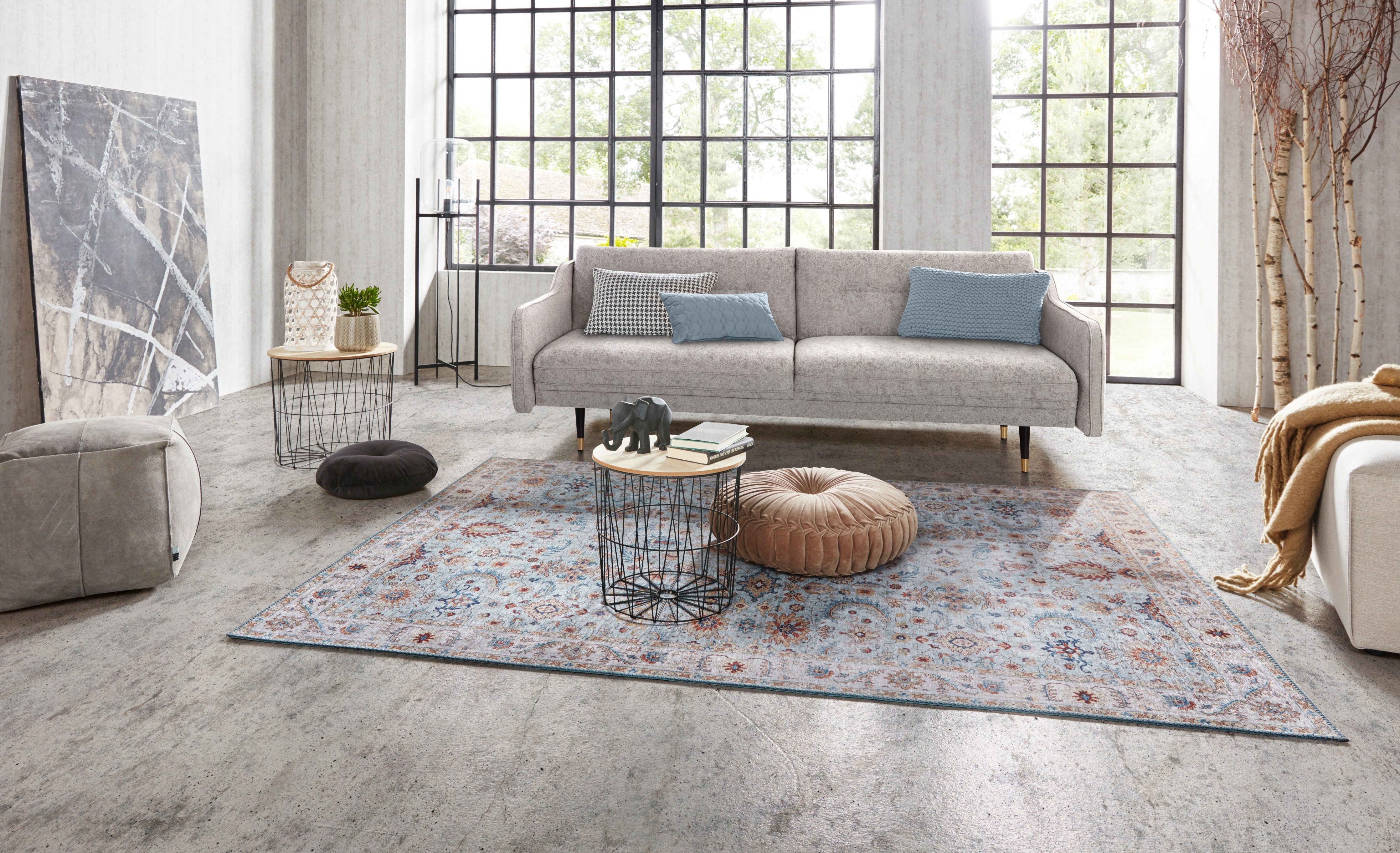 NORTHRUGS Vloerkleed Vivana Oosters, loper, vintage, woonkamer, slaapkamer, eetkamer moderne vloerkleden maat 120 cm x 160 cm x 5 mm blauw