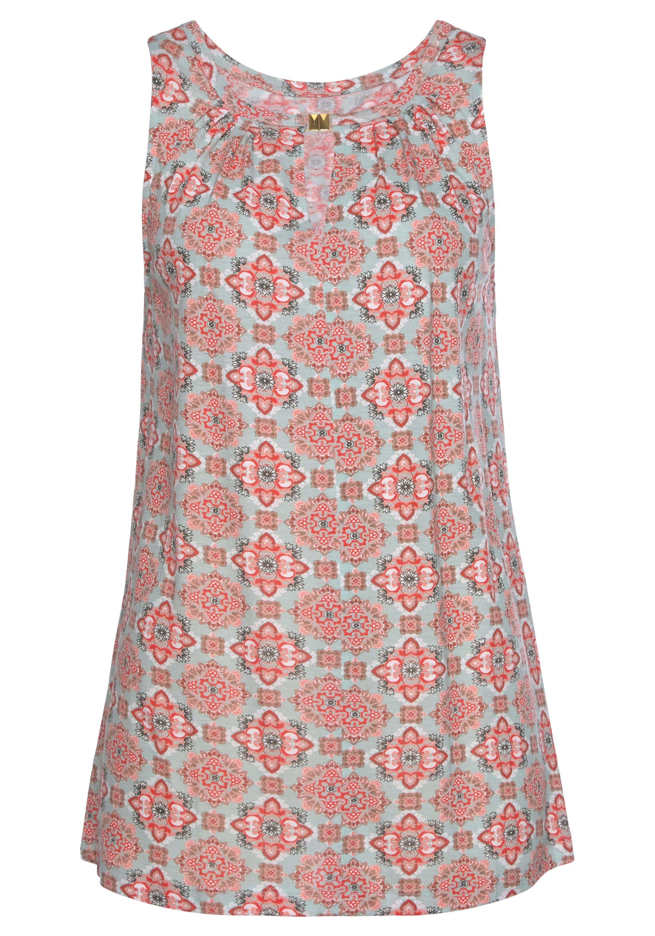 Vivance Tanktop met alloverprint en sieraccessoires, zomers dametop
