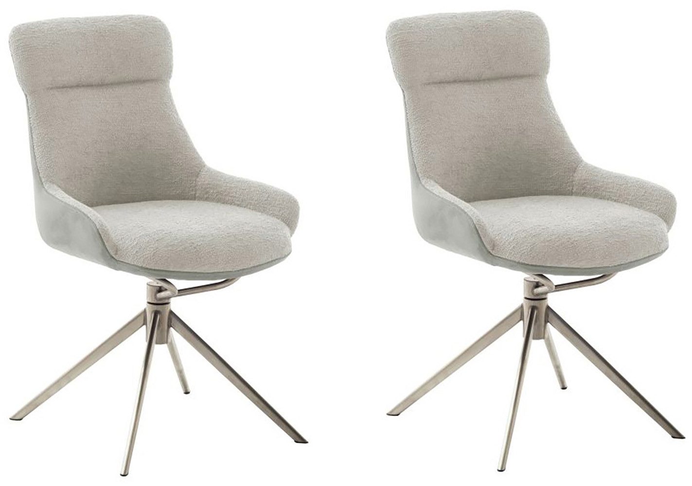 MCA furniture Eetkamerstoel (2-set), draaibaar 360°, draai- & schommelfunctie, zithoogte ca. 50 cm 4 poot stoelen grijs