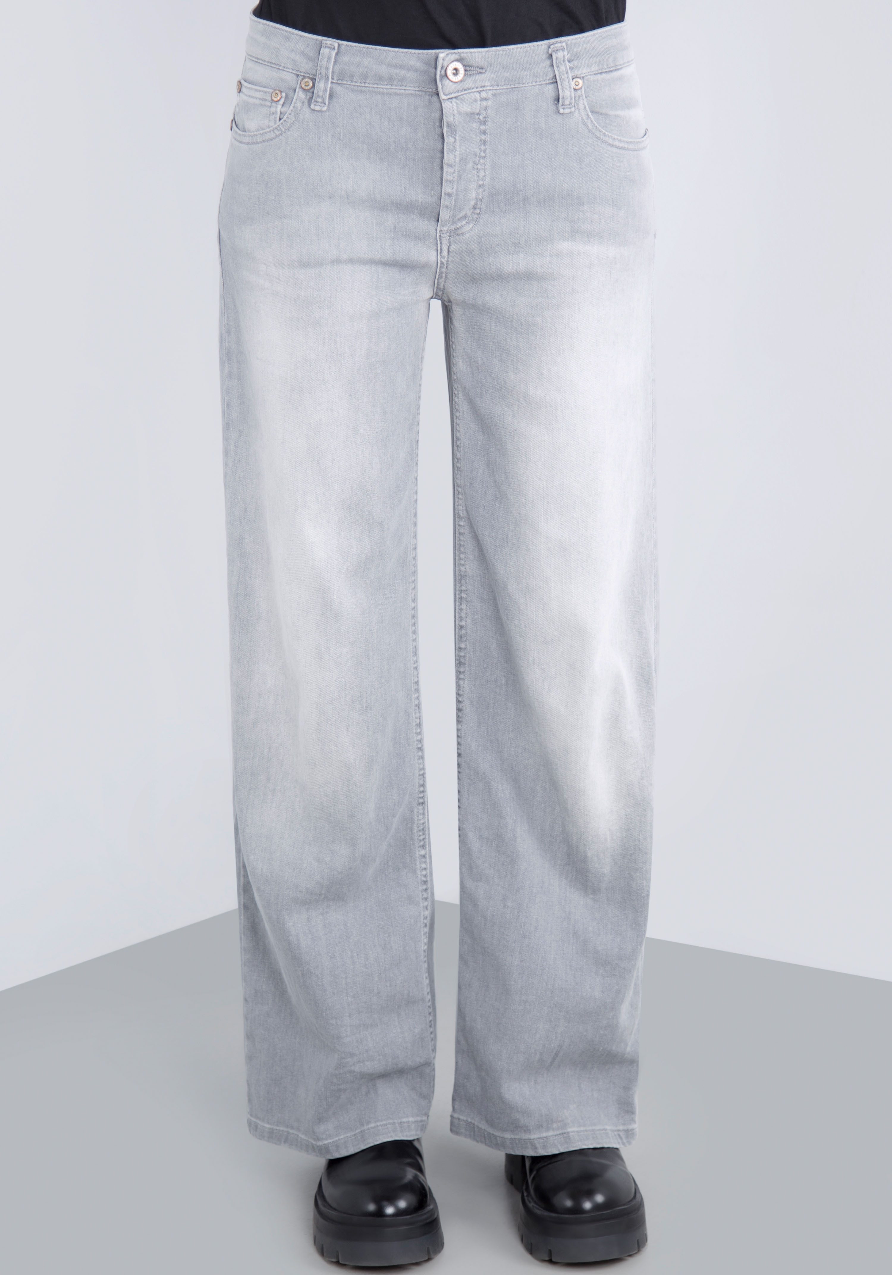 Please Jeans 5-pocket jeans met brede pijp en fade-out effecten
