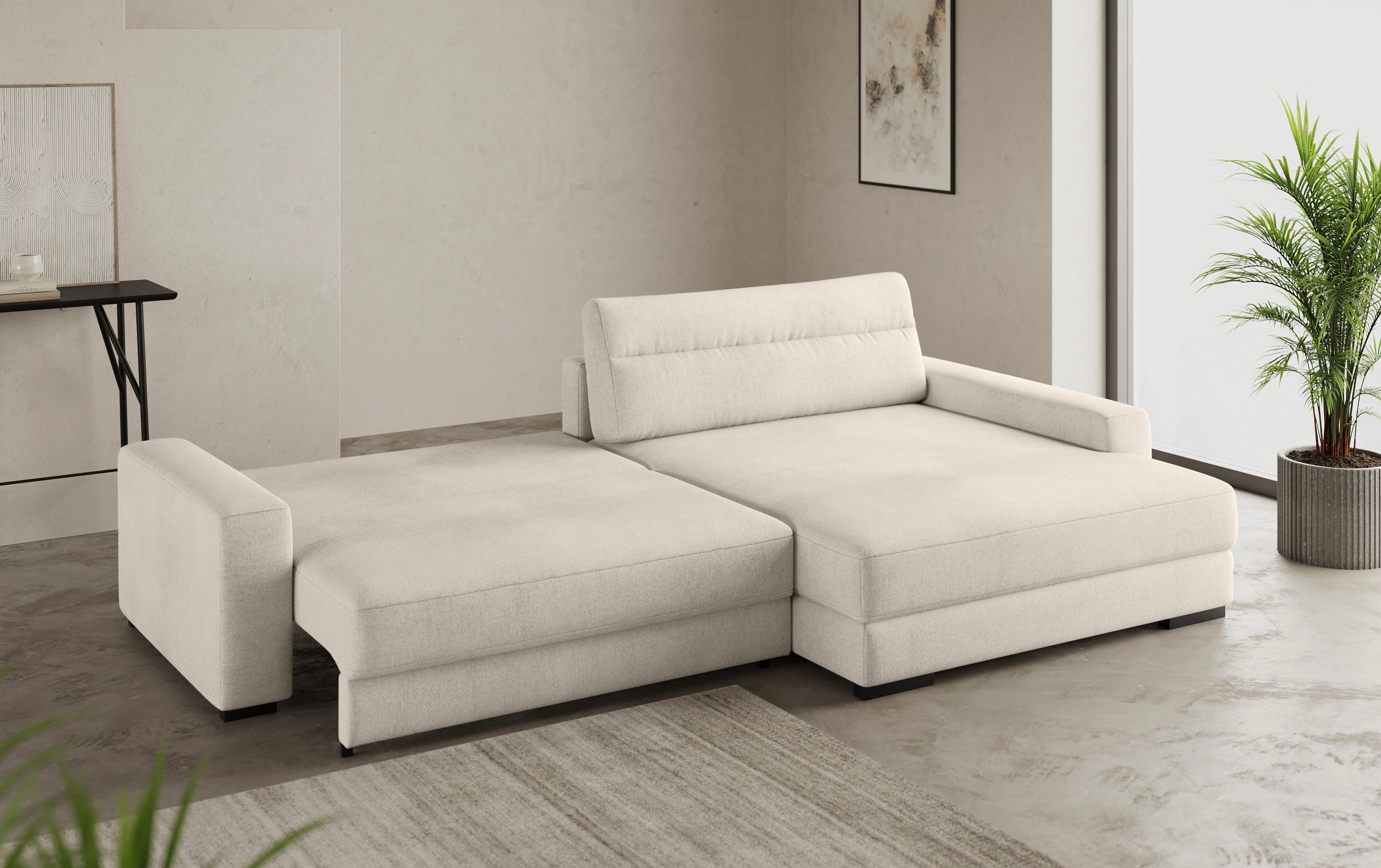 Mr. Couch Hoekbank Marcello DuraFlex L-vorm EasyBett, bedbox, koudschuimvering, tot 140 kg belastbaar