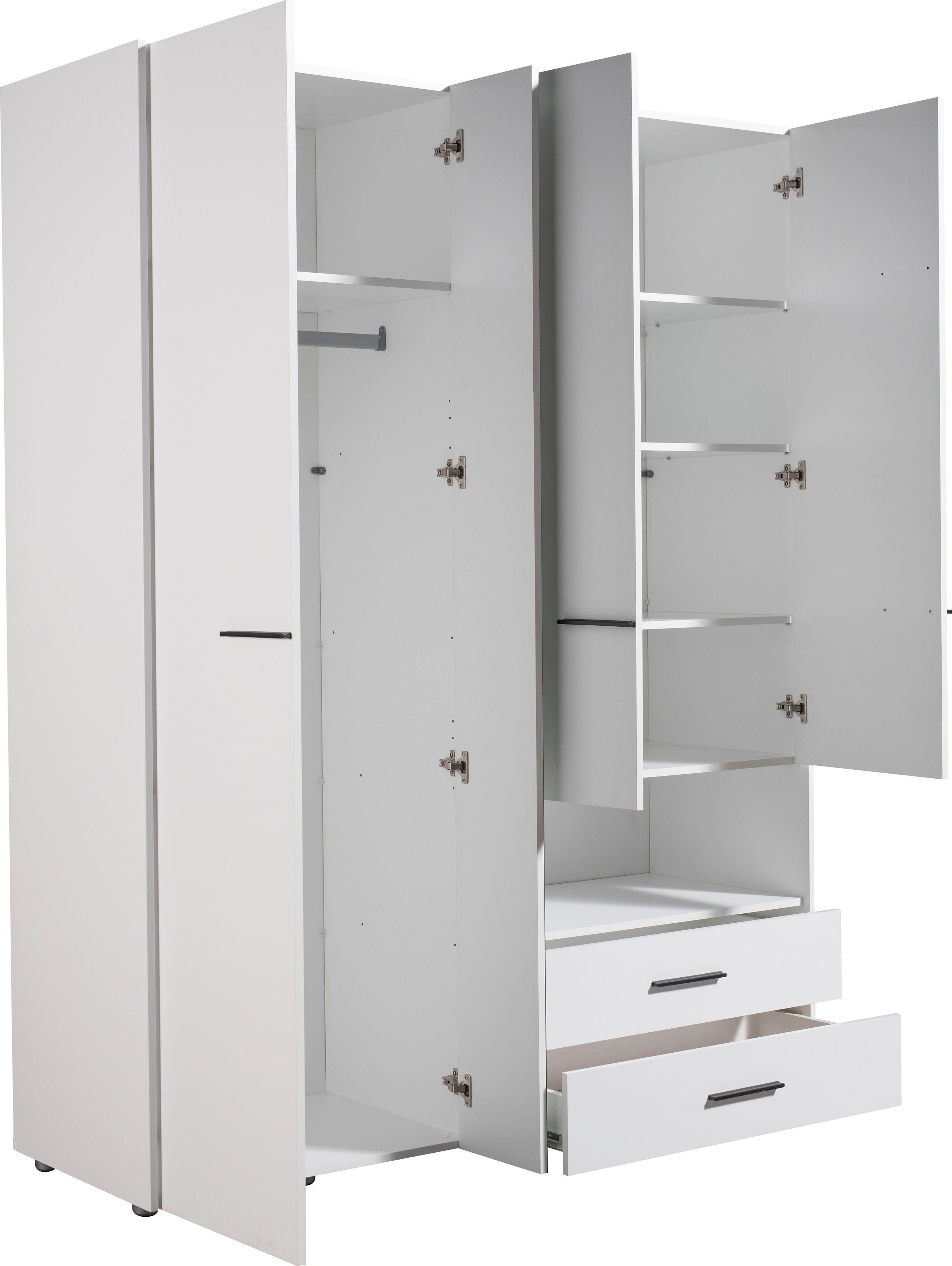 INOSIGN Kledingkast Leon, FSC®-gecertificeerd houtmateriaal met spiegel, binneninrichting en 2 lades, 127,5x55x205,5 cm