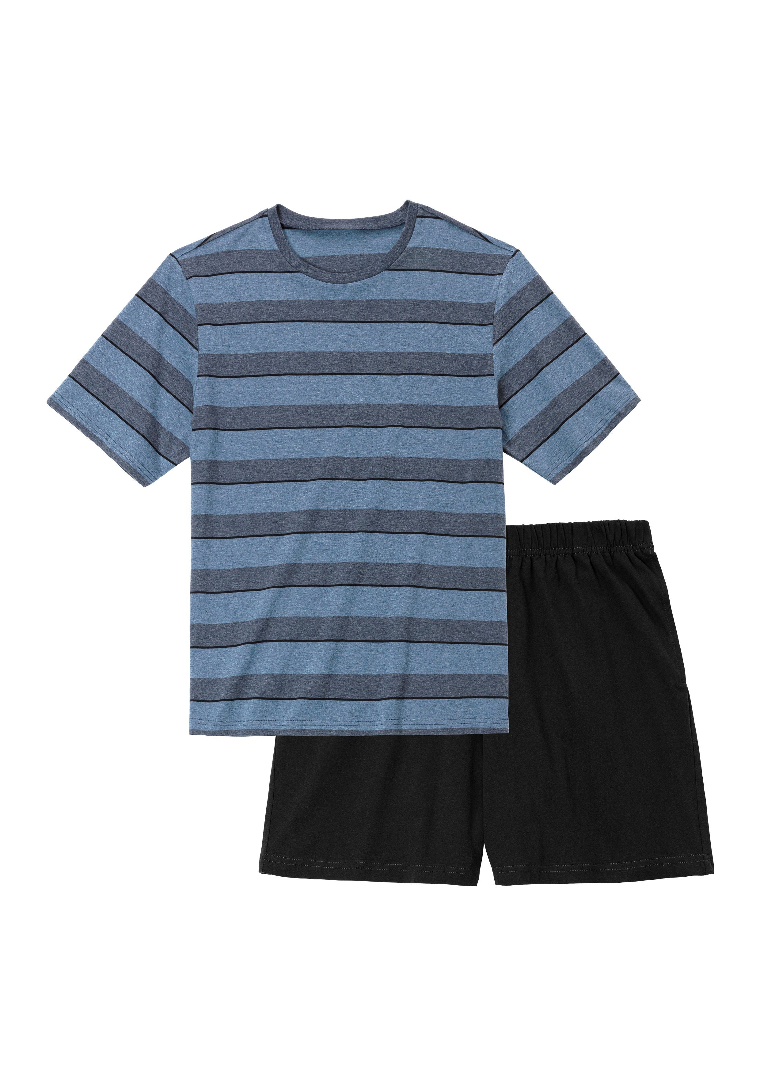 H.I.S Pyjama Pyjama met ingewikkeld gestreept bovenstuk (2-delig, 1 stuk)