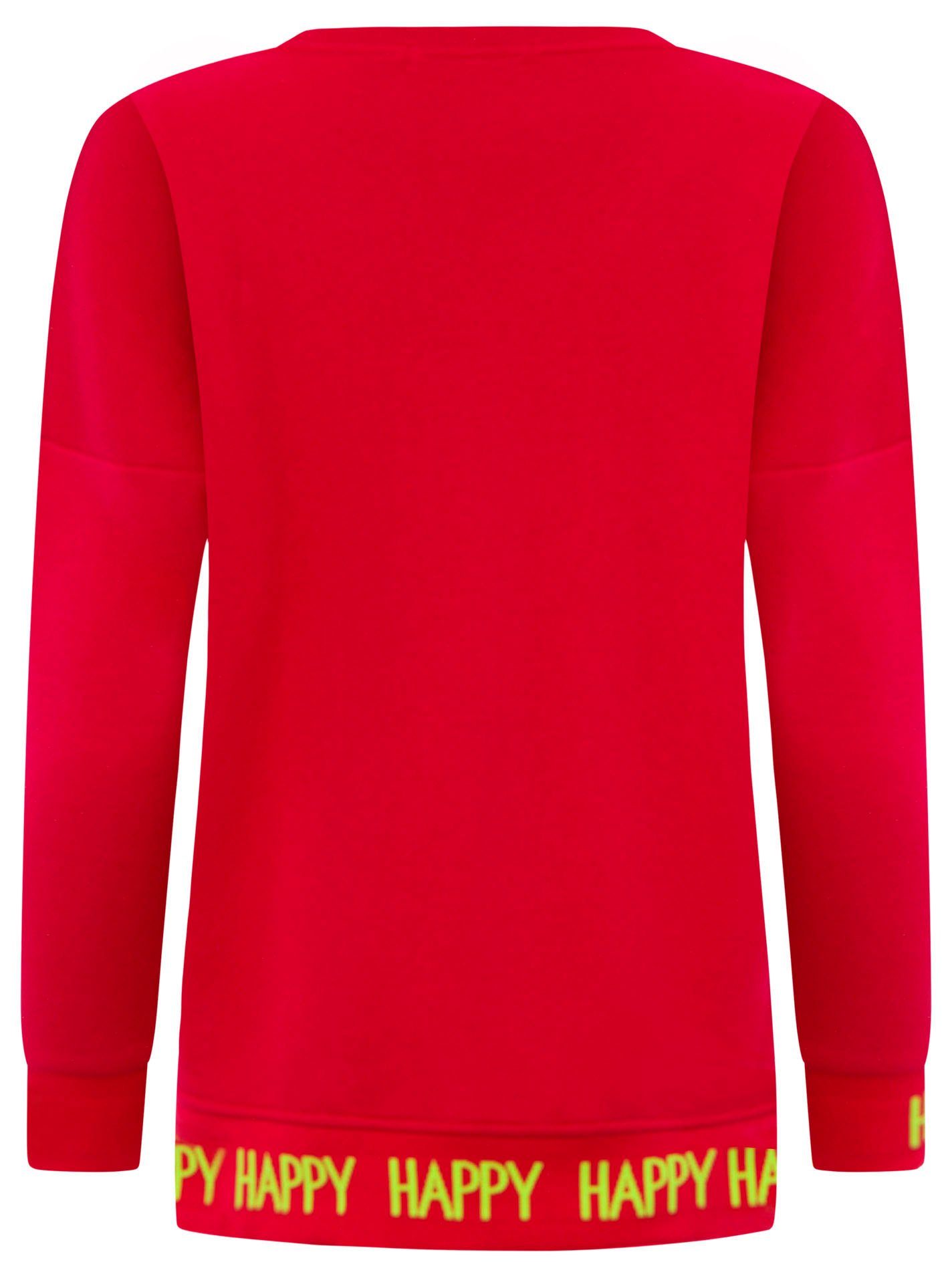 Zwillingsherz Sweatshirt met neonkleurig "always positive"-borduursel in vokuhila-snit