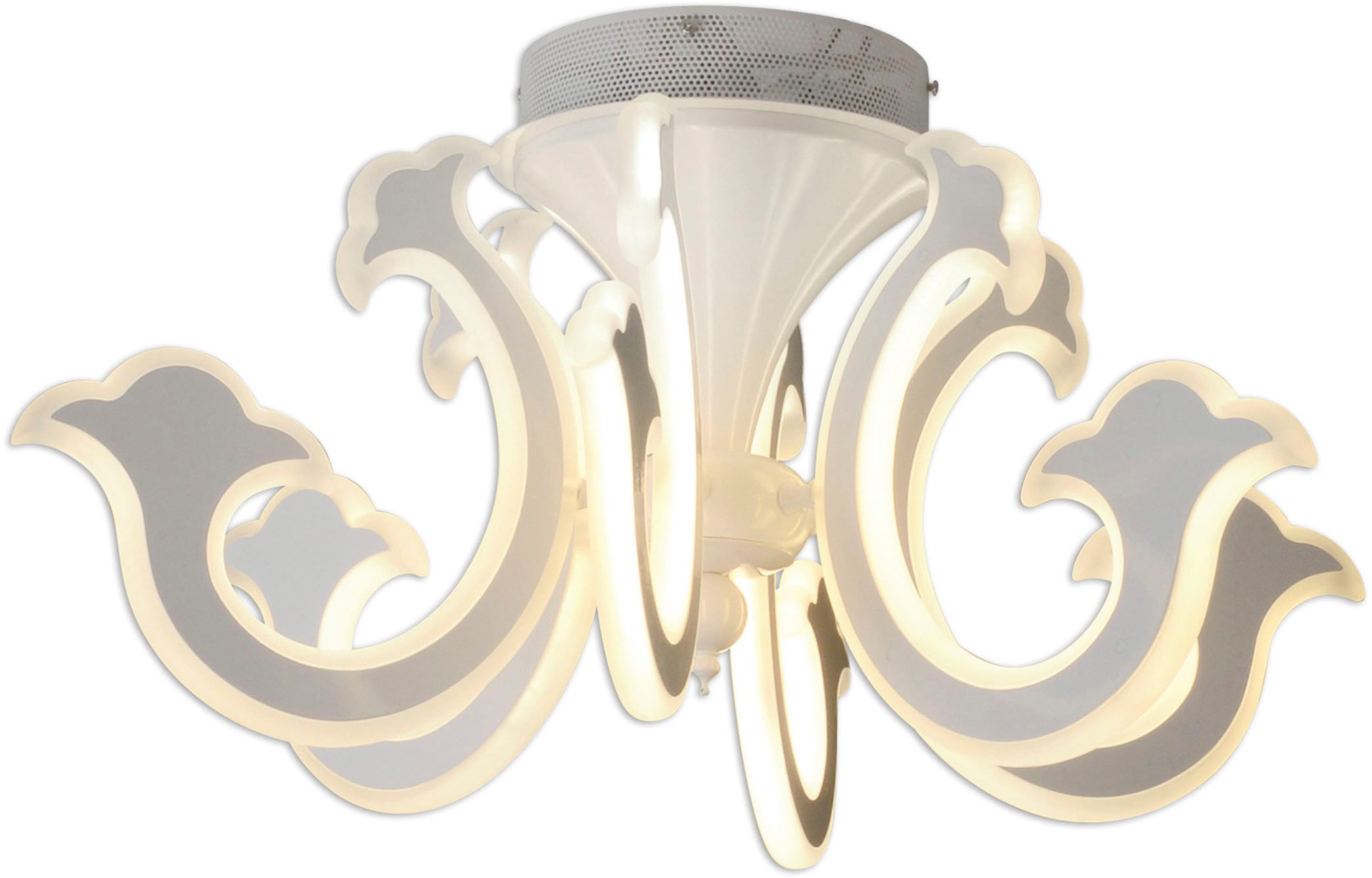 näve Led-plafondlamp Ludwig Kroon wit gezandstraald, dimbaar met afstandsbediening, D: 66cm (1 stuk)