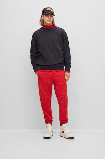 Boss Orange Sweater Wefade met zijrib-inzetten (1-delig)