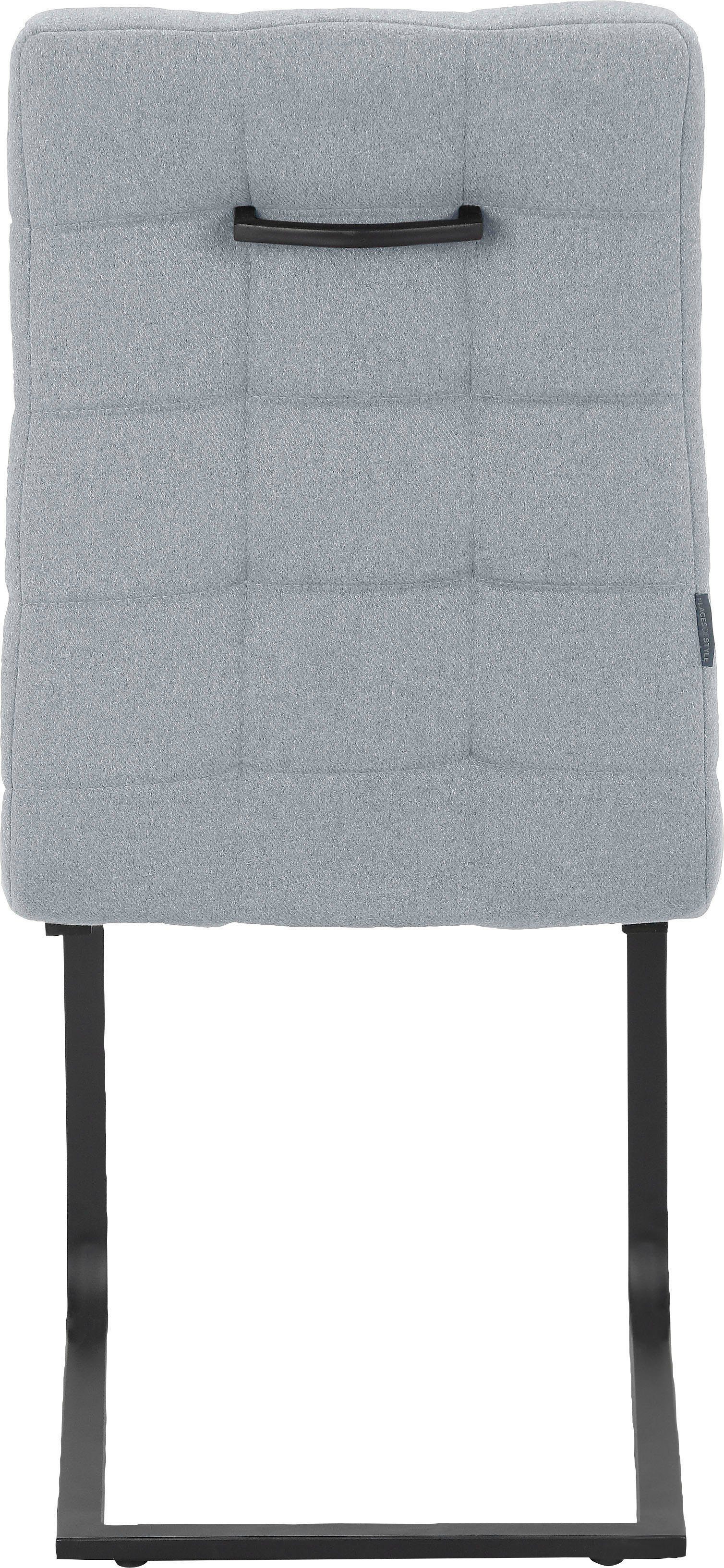 Places of Style Eetkamerstoel Nanaimo Stof gerecycled polyester, zacht verdikte zitting en rugleuning, zithoogte 49 cm (2 stuks)