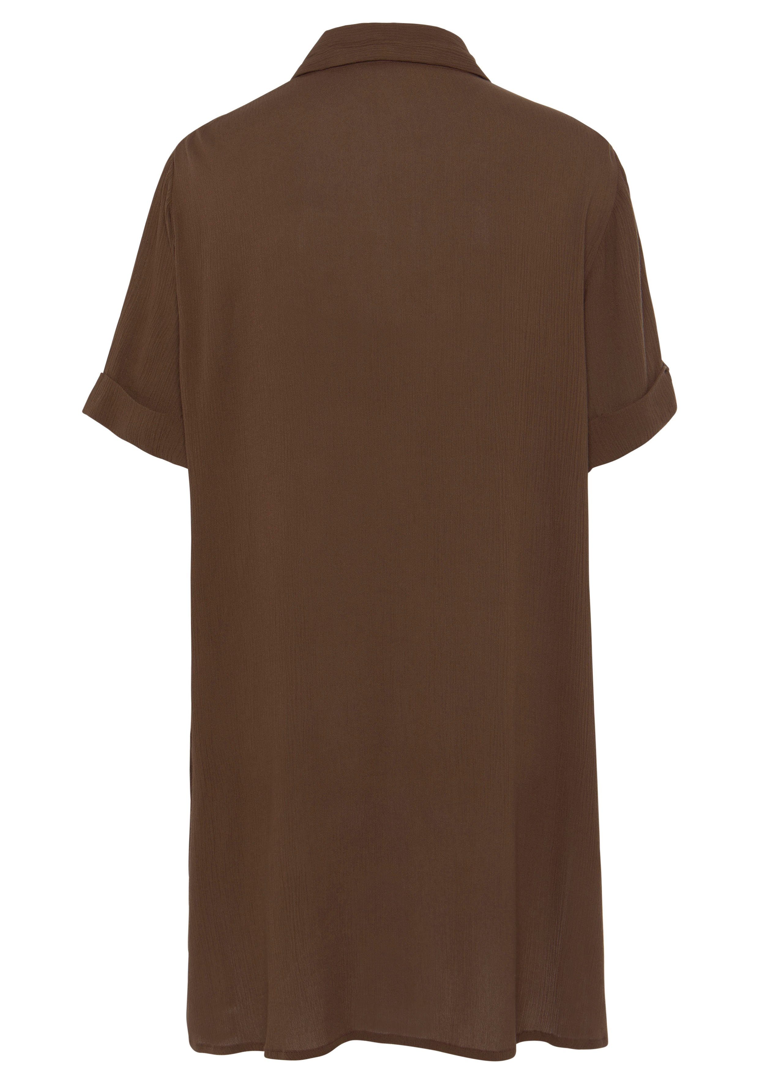 Lascana Lange blouse met knoopsluiting, blouse met korte mouwen, blousejurk, zomers