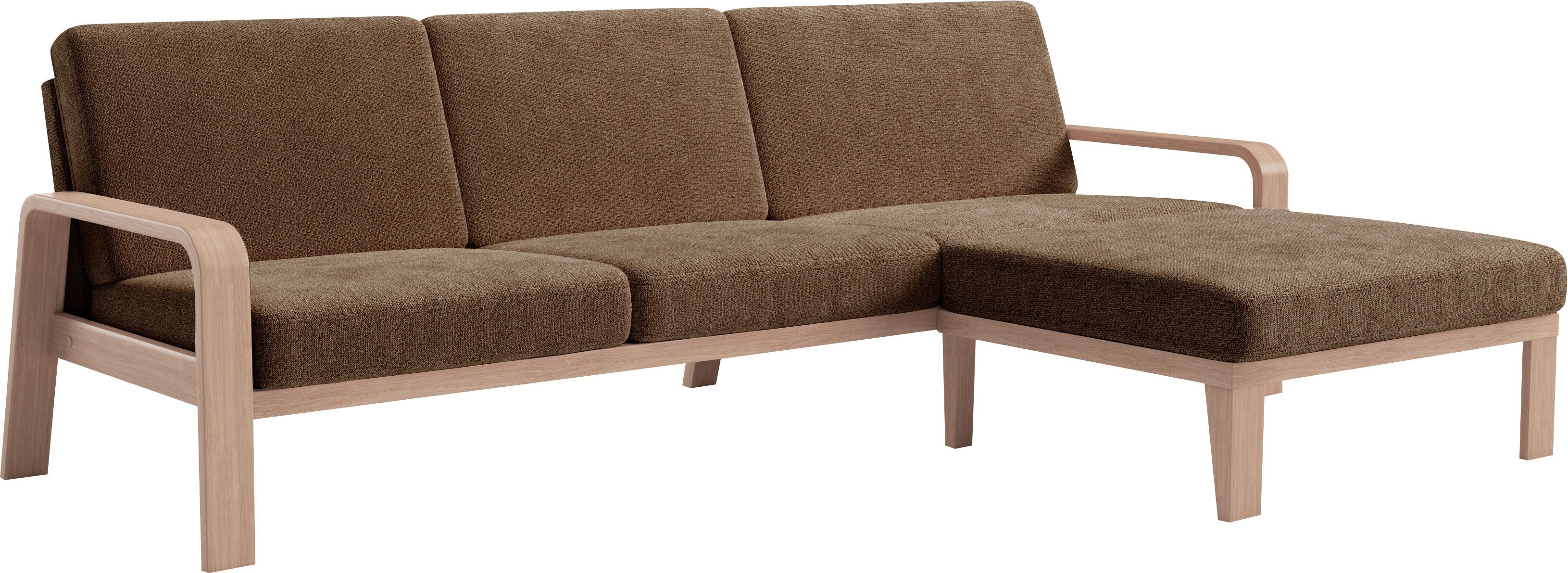 sit&more Hoekbank Kolding L-vorm Armleuningen van natuurlijk beukenhout, verschillende bekledingen en kleuren
