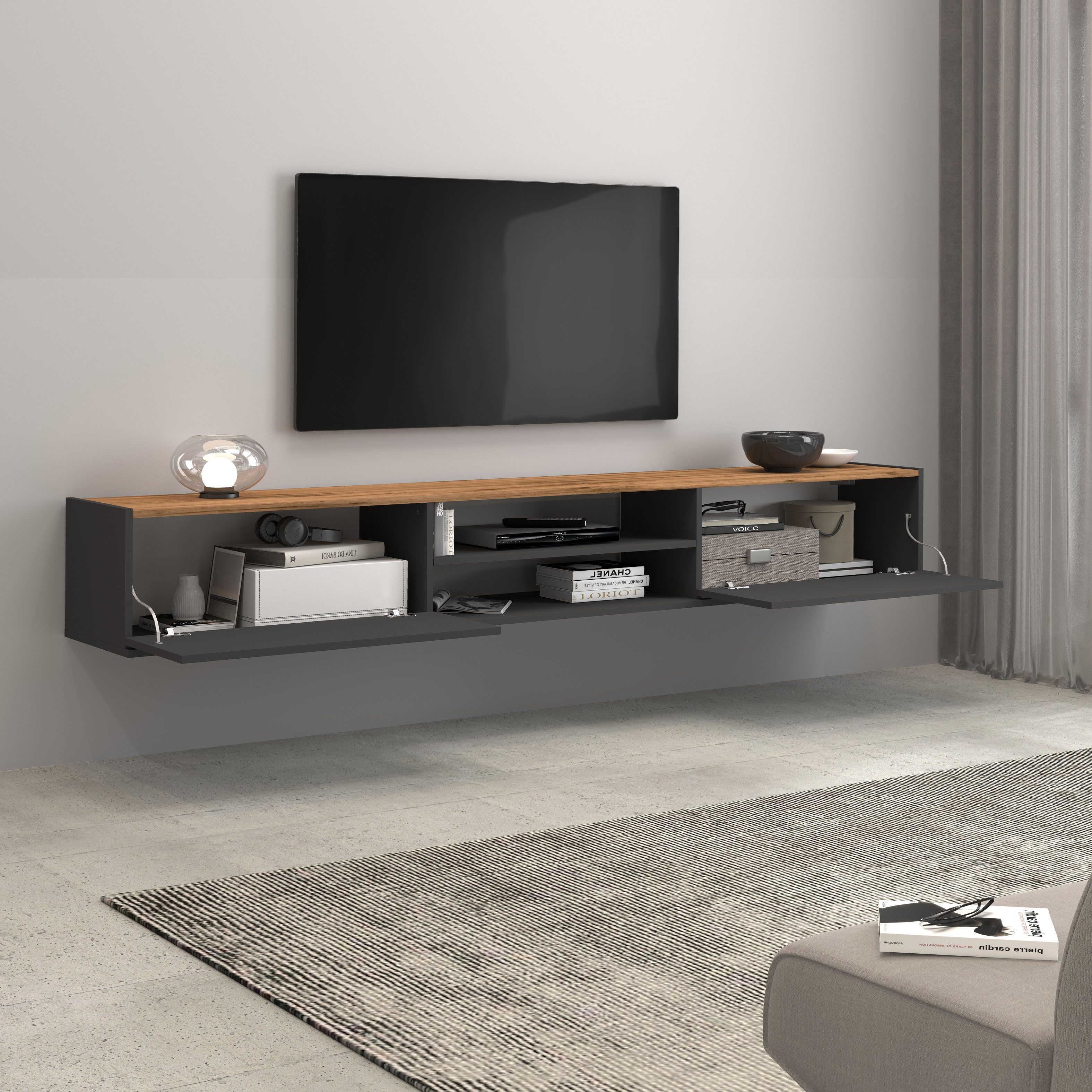 INOSIGN Tv-meubel Garda staand en hangend met 2 kleppen, 1 legplank, breedte 210 cm