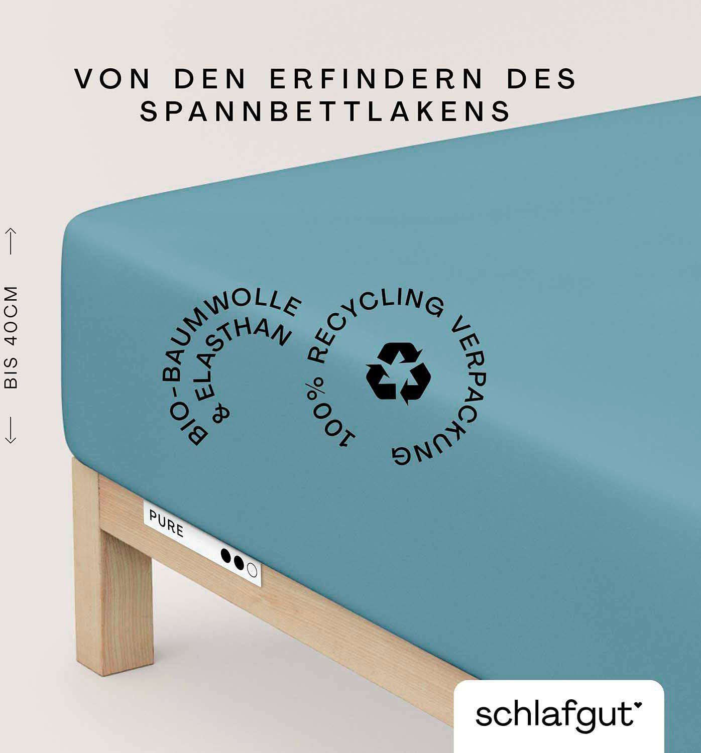 Schlafgut Hoeslaken PURE BOXSPRING in maat 90x200, 140x200 of 180x200, voor boxspringbed (1 stuk) hoeslakens blauw