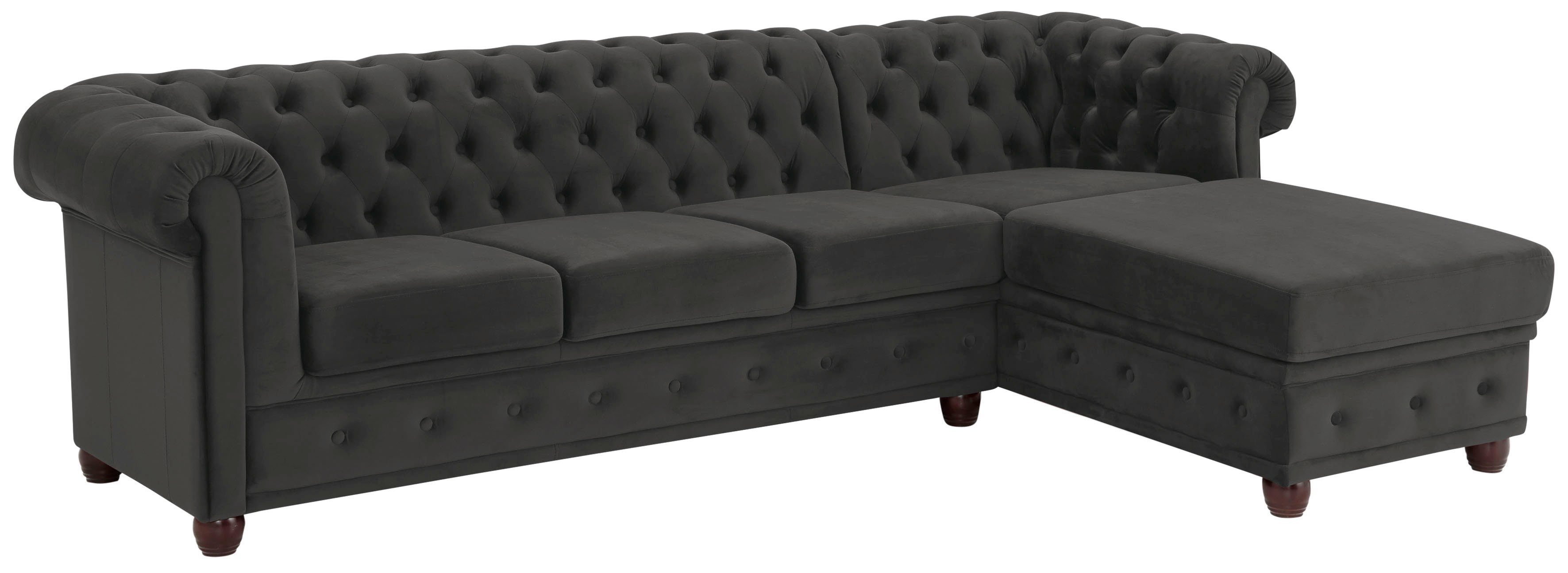 Home affaire Chesterfield-bank New Castle L-vorm hoogwaardige capitonnage in chesterfield-design, bxdxh: 255(171x72)