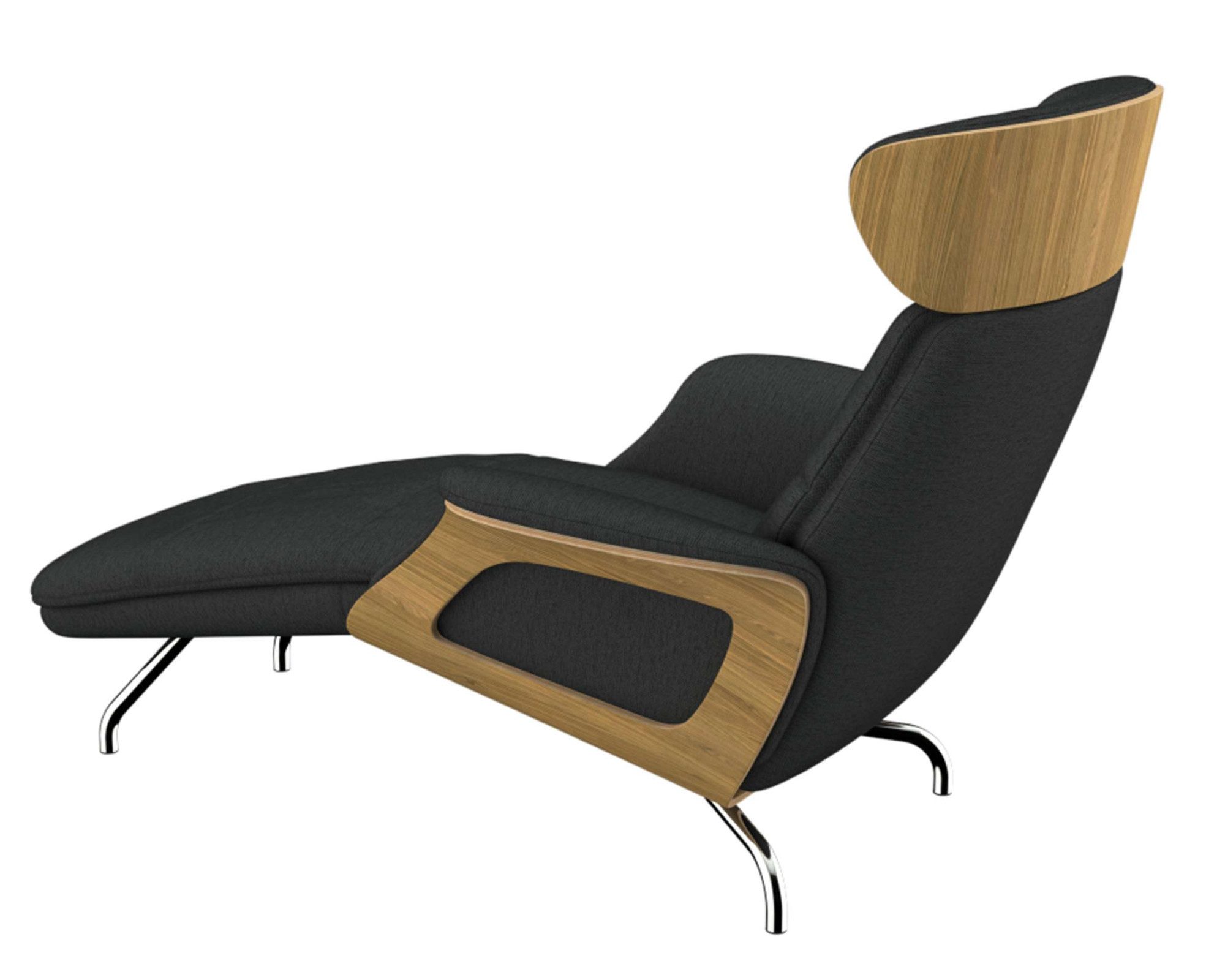 FLEXLUX Loungestoel Clement chaise longue, relaxstoel, ligstoel Rug- en hoofdsteunverstelling, armleuning, geolied eiken, voet van aluminium