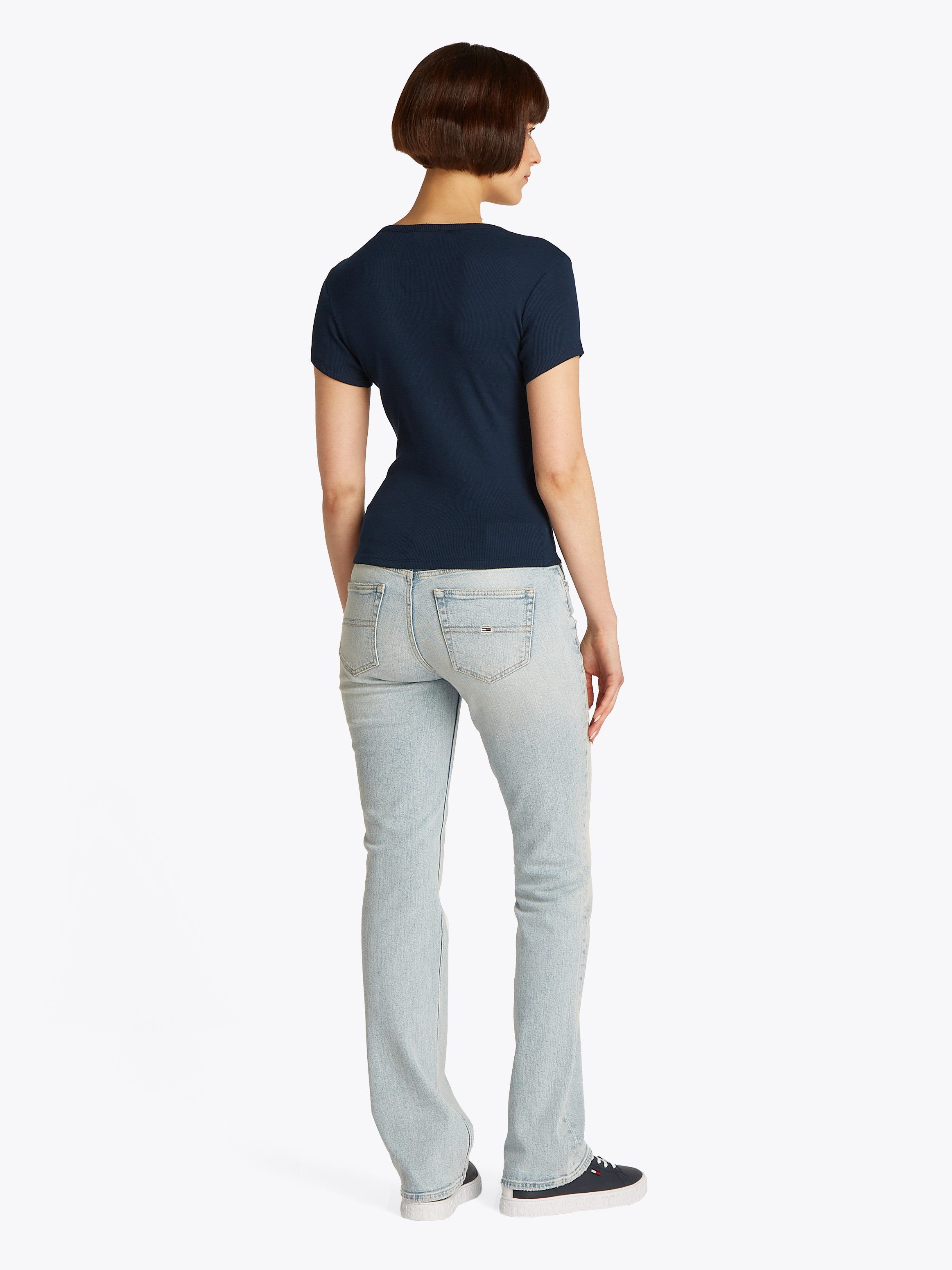 TOMMY JEANS T-shirt TJW SLIM BUTTON RIB C-NECK SS
