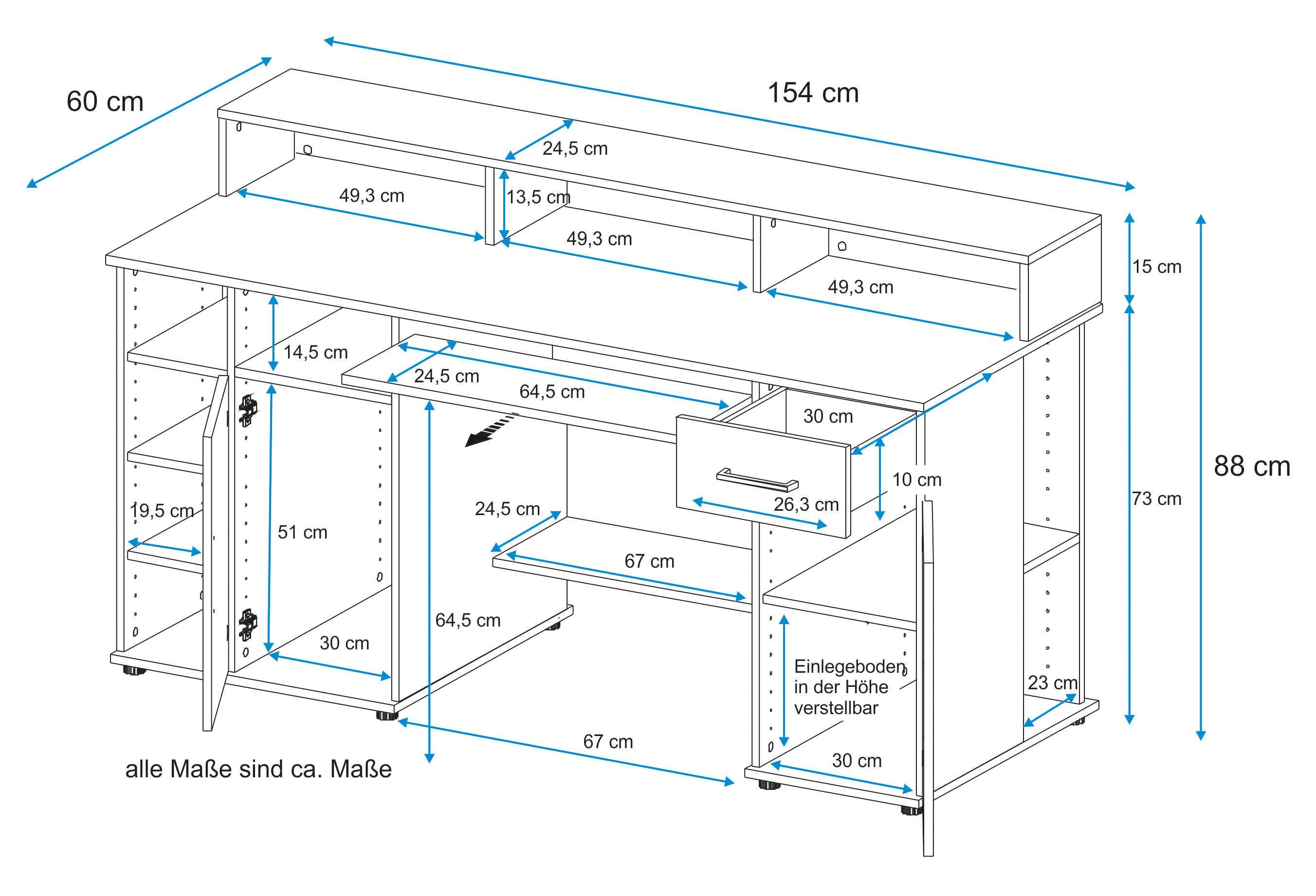 VOGL Möbelfabrik Bureau TIM Breedte 157 cm