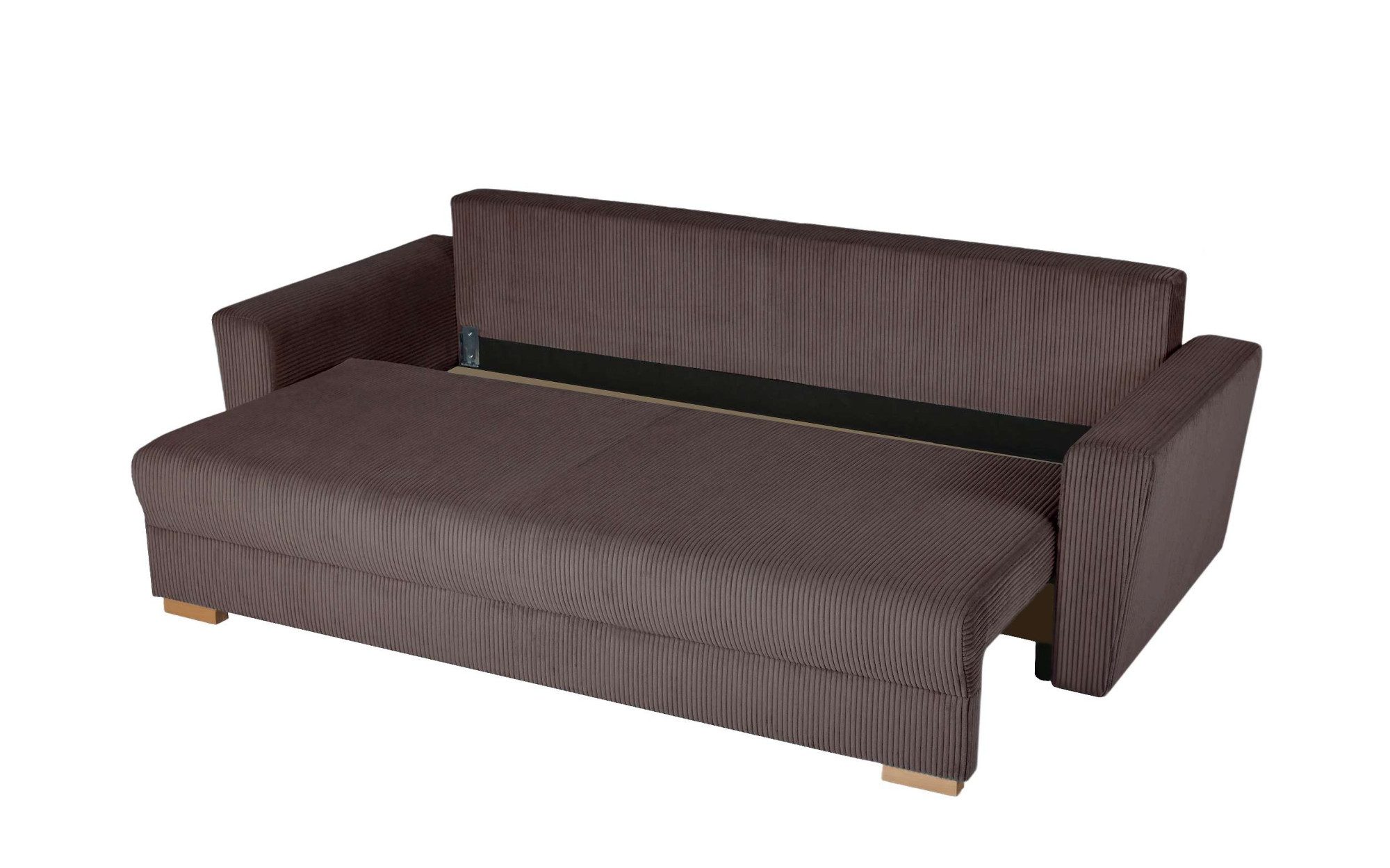 INOSIGN 3-zitsbank MAGHERA slaapbank met bedlade, van hoogwaardige afwerking met golfvering, corduroy en structuur bekleding, b/h/d 230/92,5/79 cm