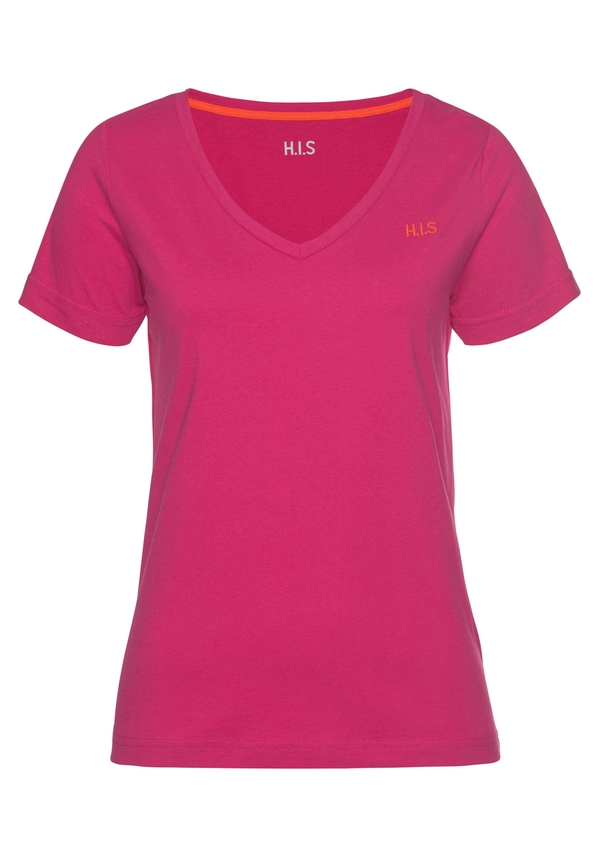 H.I.S T-shirt Essential basics heup-lange pasvorm, figuuraccentuerende snit, van 100% katoen (Set van 3)