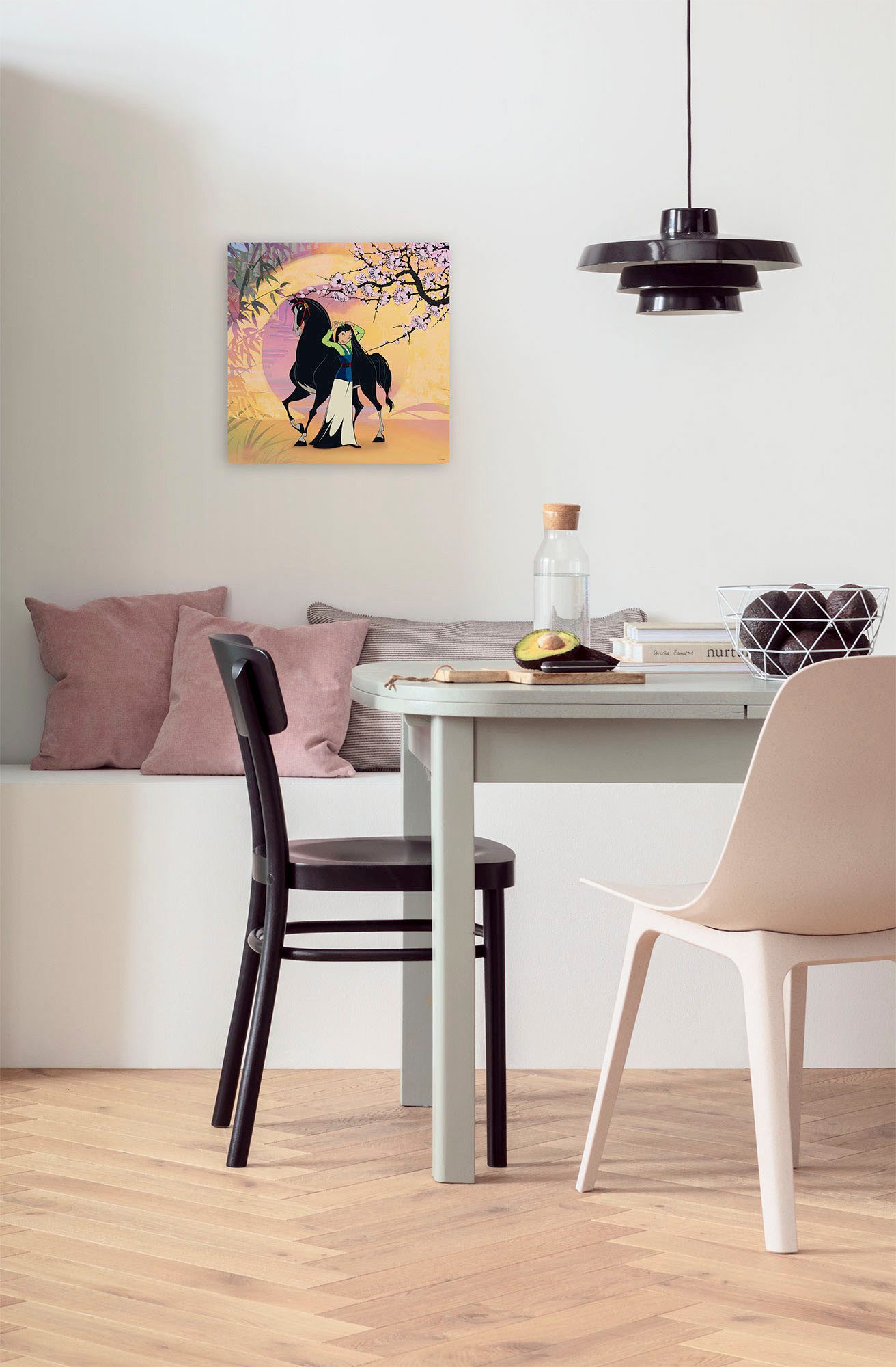 Komar Artprint op linnen Mulan with Kahn - Afmeting 40 x 40 cm Canvasdoek met echt houten frame, kinderkamer (1 stuk)