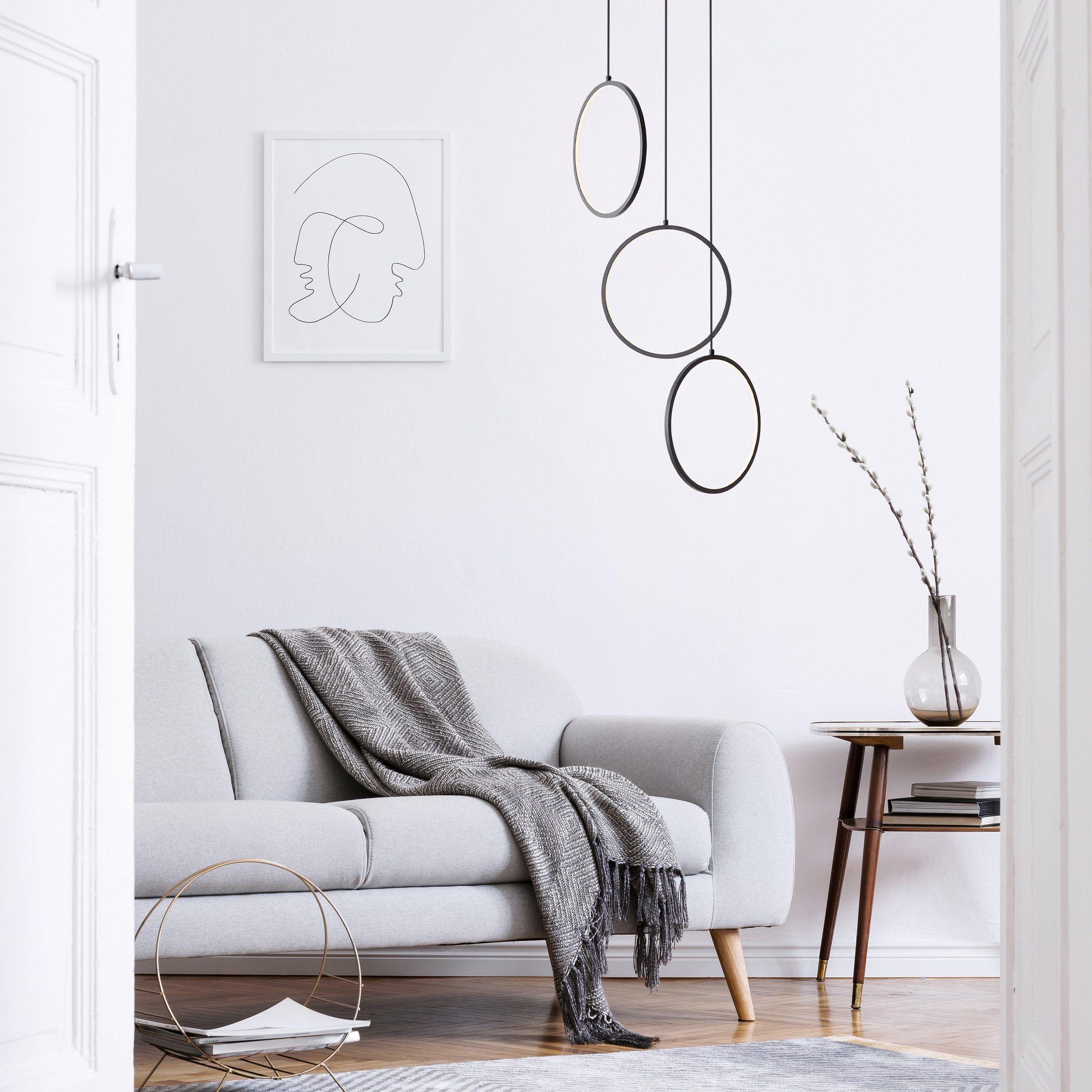 Brilliant Leuchten Led-hanglamp Chaumont Hoogte 150 cm, uitschuifbaar 45 cm, 3100 lm, aluminium, zwart