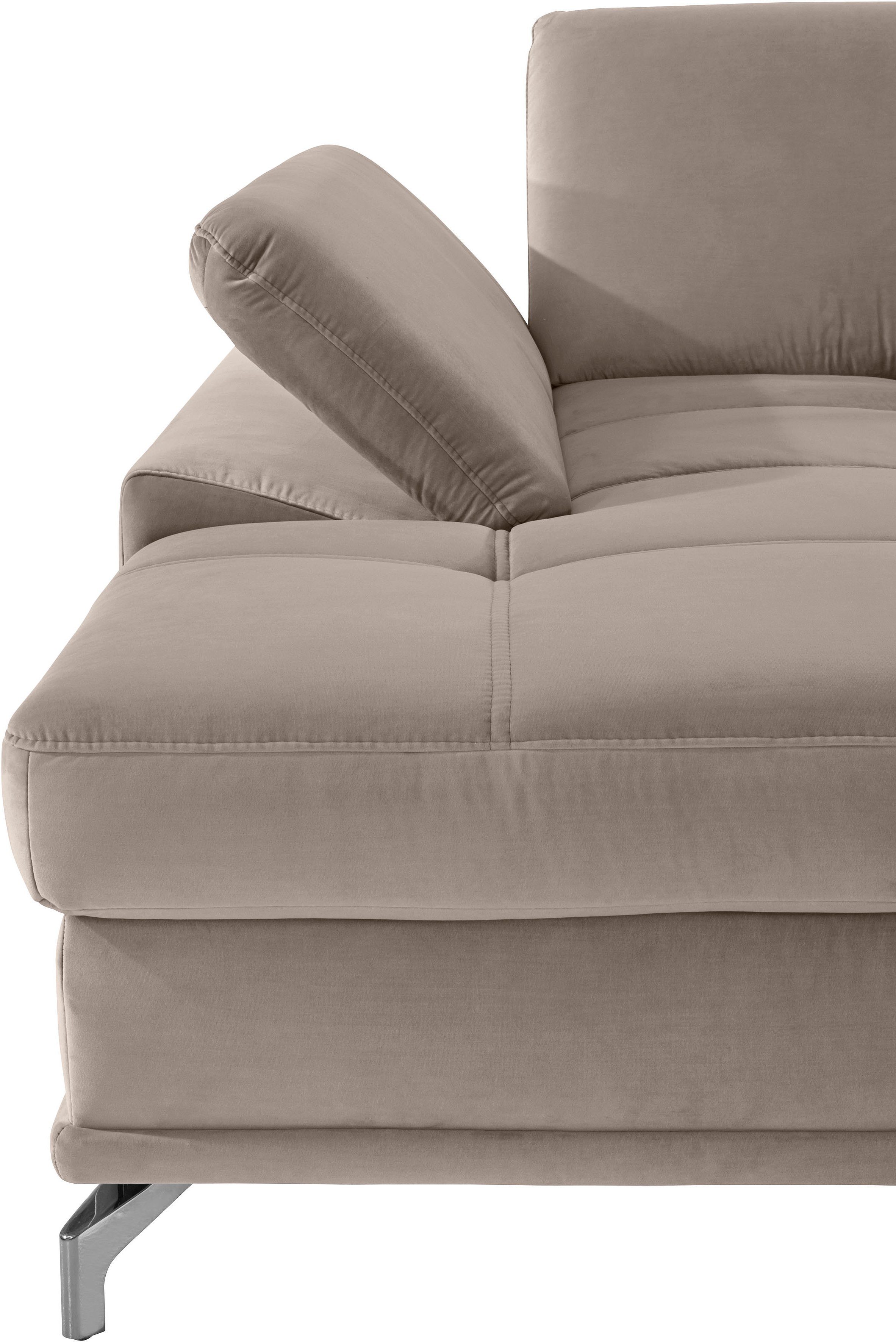 Places of Style Hoekbank Costello L-vorm, met zitdiepteverstelling, armleuningverstelling en
