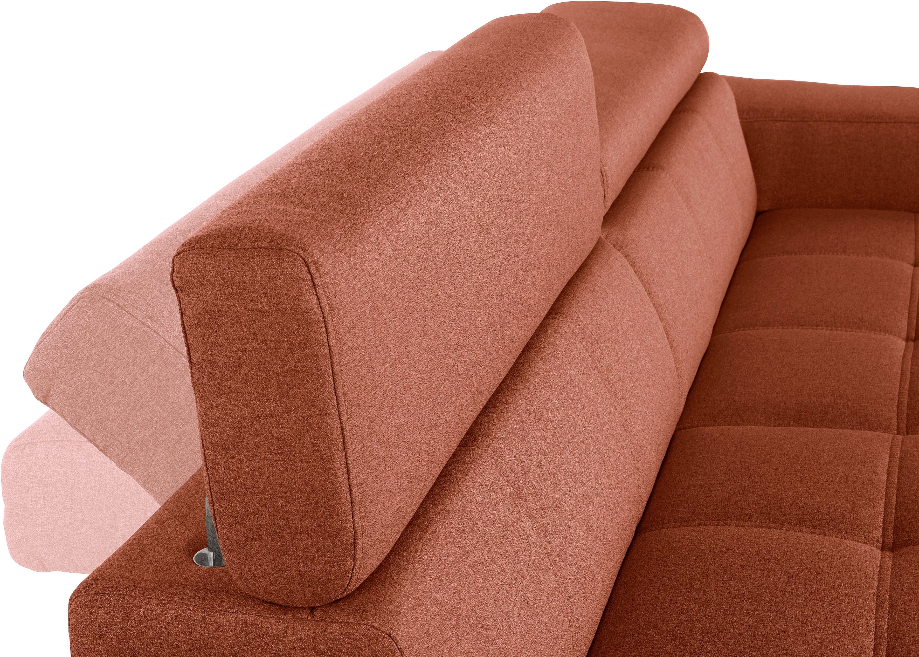 DOMO collection 2,5-zitsbank Cunelli tijdloos en elegant, moderne zitnaden als designelement, naar keuze met 6-voudig verstelbare hoofdsteunen, stevig zitcomfort