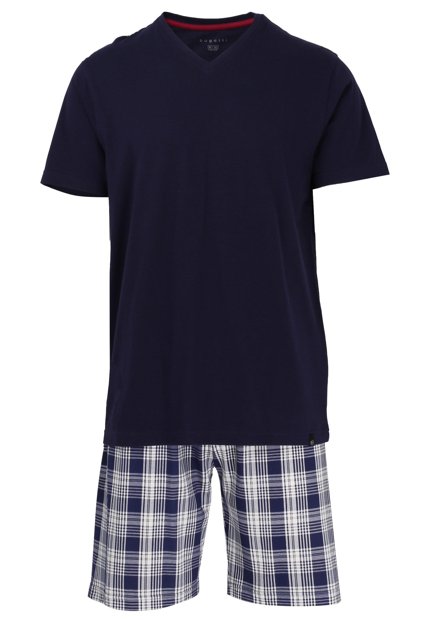 bugatti Shortama met modieuze v-hals (2-delig) heren shortama's maat 48 blauw