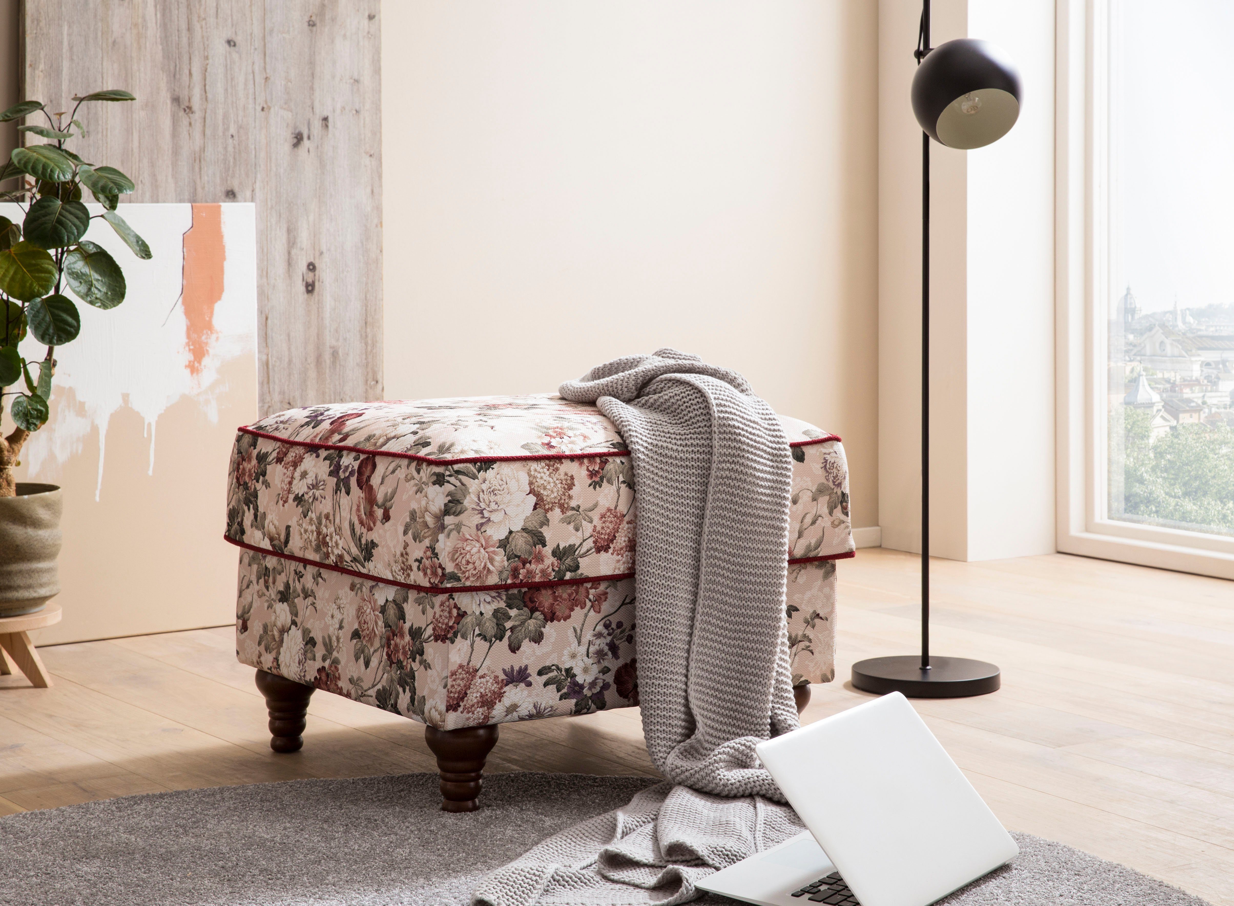 Home affaire Hocker LUCIENNE met gedraaide houten poten