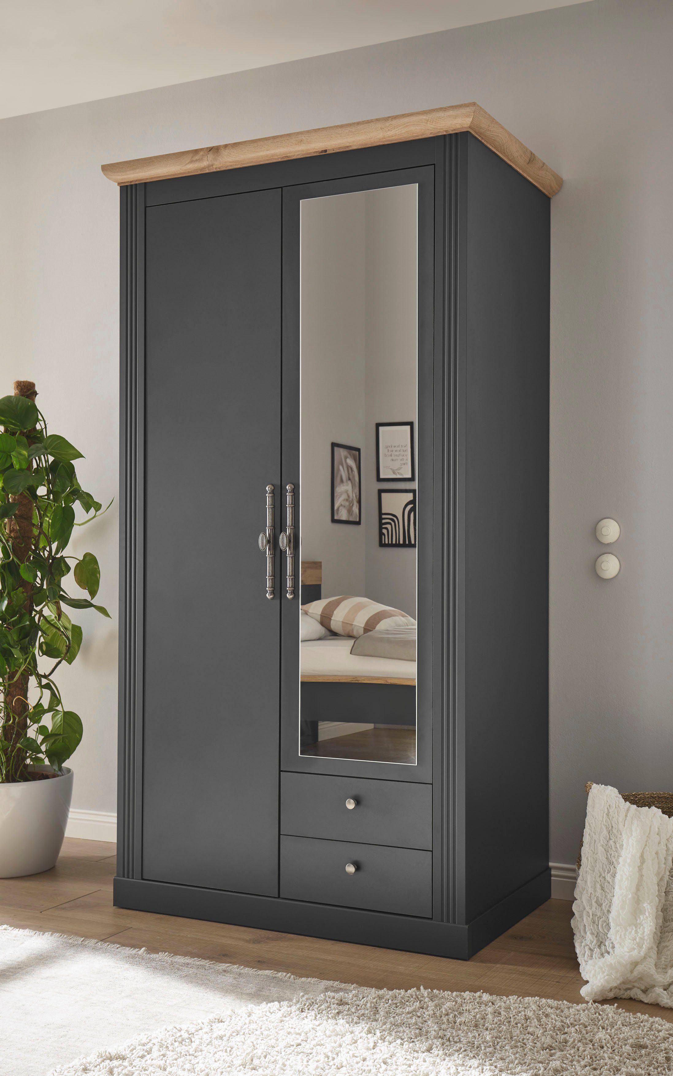 Home affaire Kledingkast WESTMINSTER linn kast in 2 kleuren, landelijke kast met metalen grepen