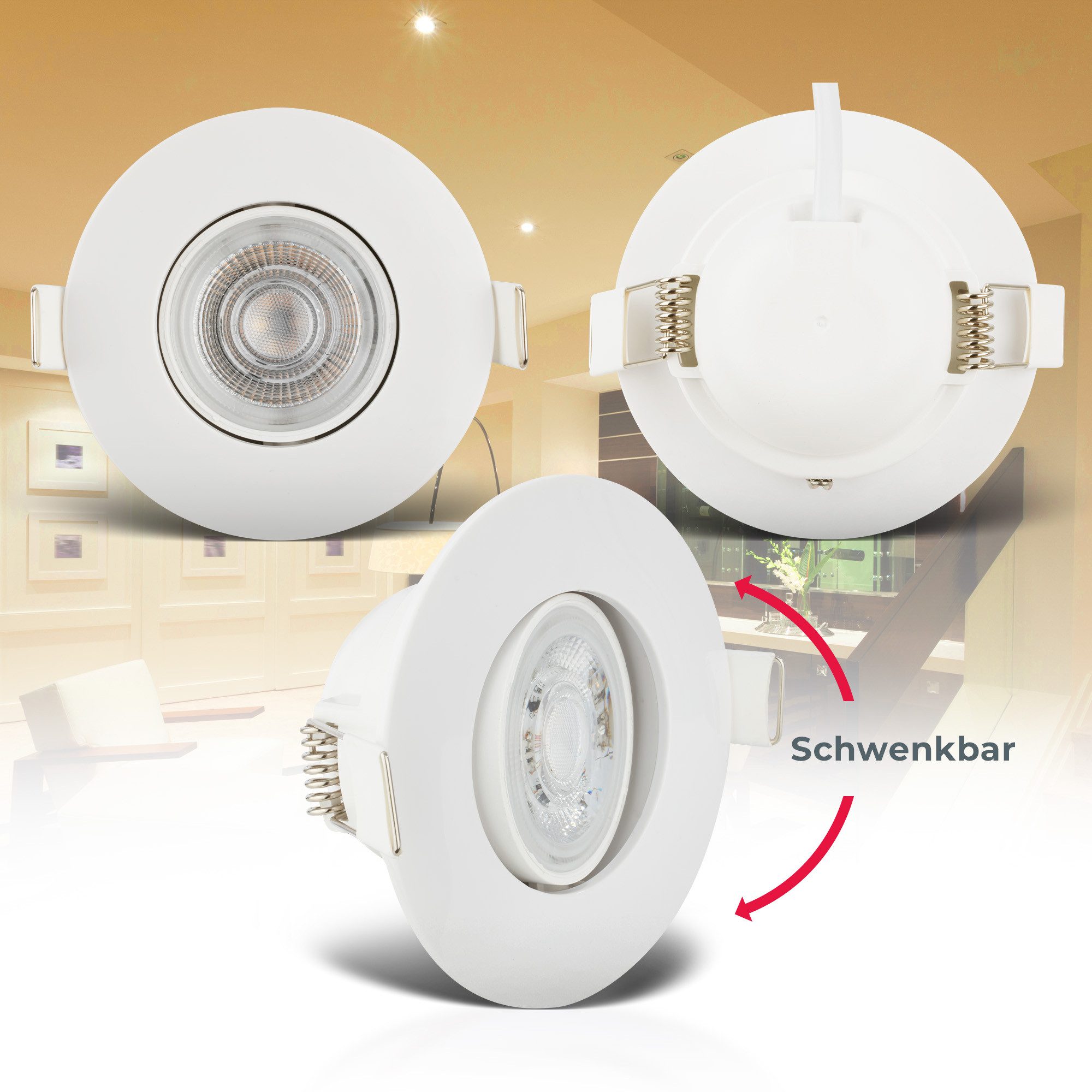 B.K.Licht Ledinbouwlamp 5-pack badkamer inbouwspots, IP65, dimbare plafondspots (5 stuks)
