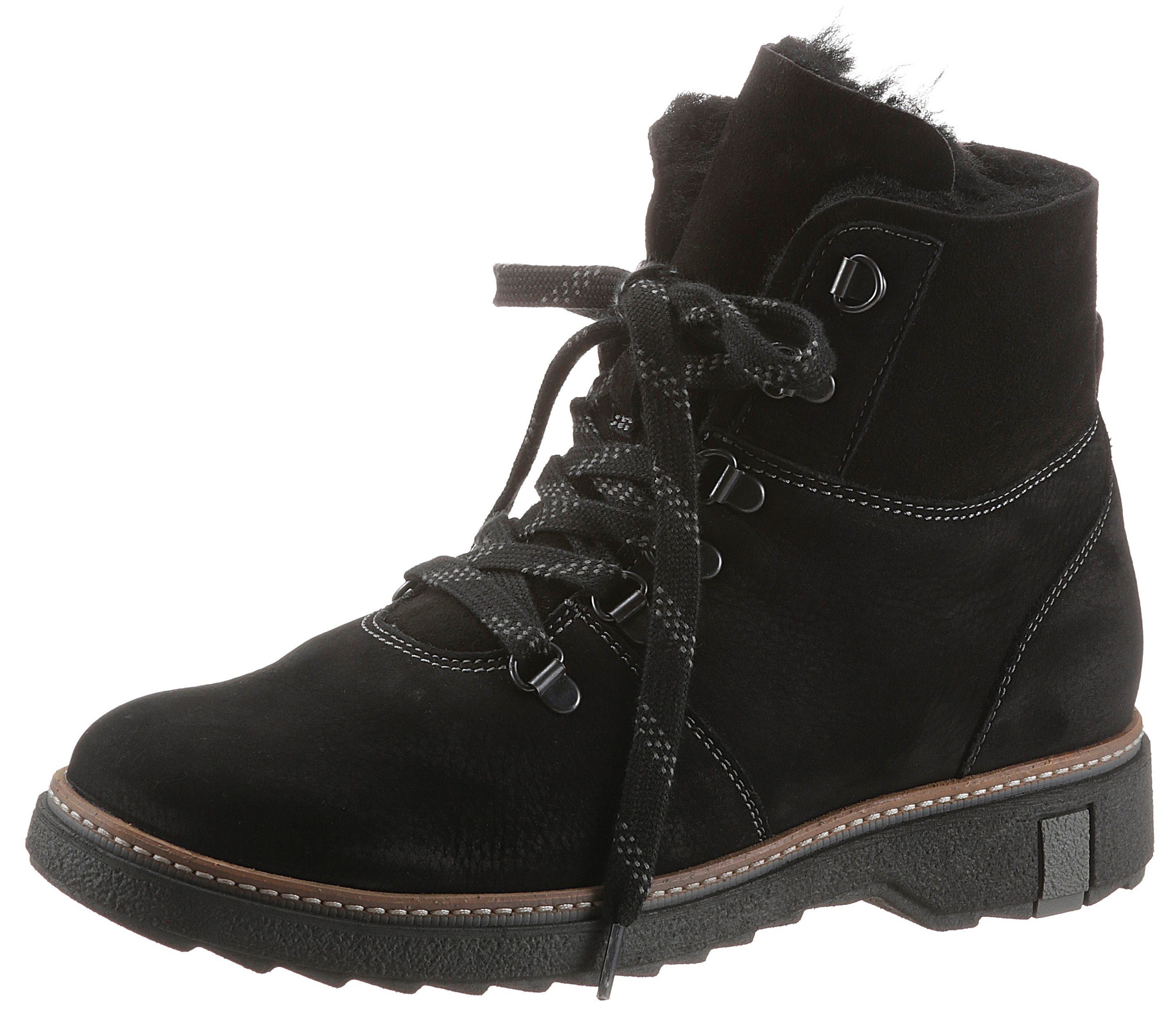 Waldläufer Winterlaarzen HITOMI outdoor boots, lace-up boots with lambswool lining, h-width dames winterlaarsjes maat 39 EU zwart