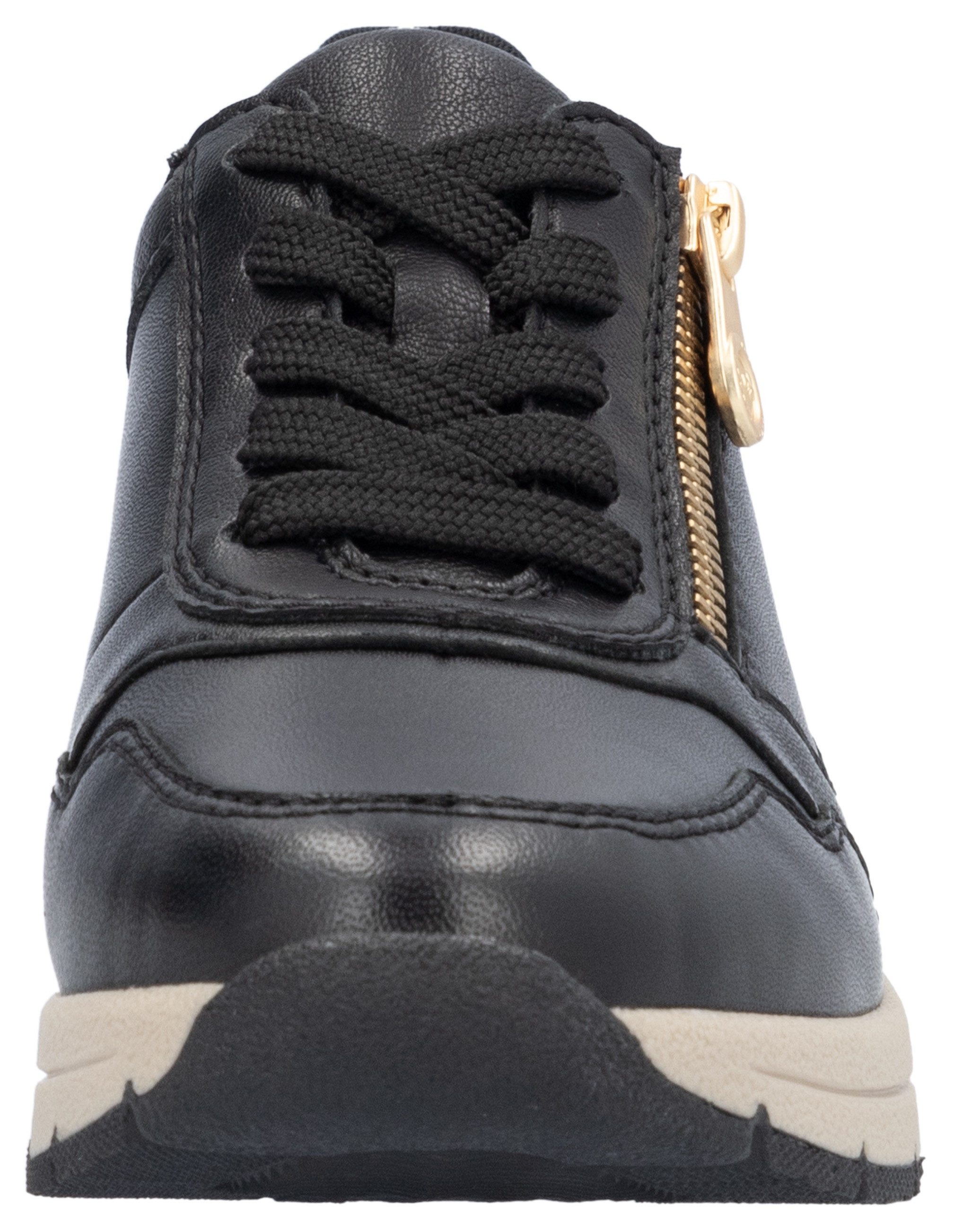 Rieker Sneakers met sleehak , vrijetijdsschoen, lage schoen, veterschoen met rits, smalle vorm