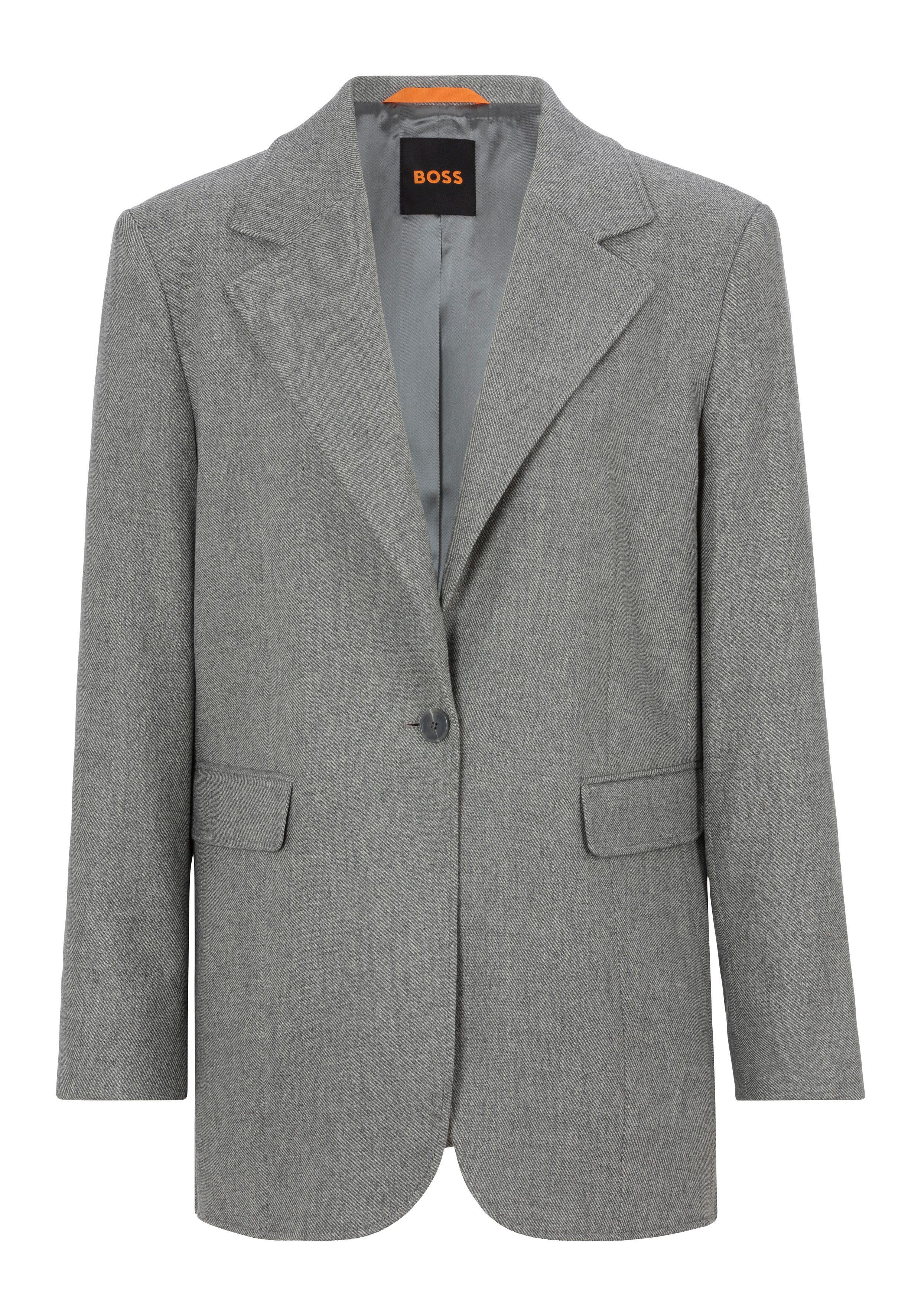 Boss Orange Lange blazer in 1-knoopsmodel dames lange blazers maat 34 grijs