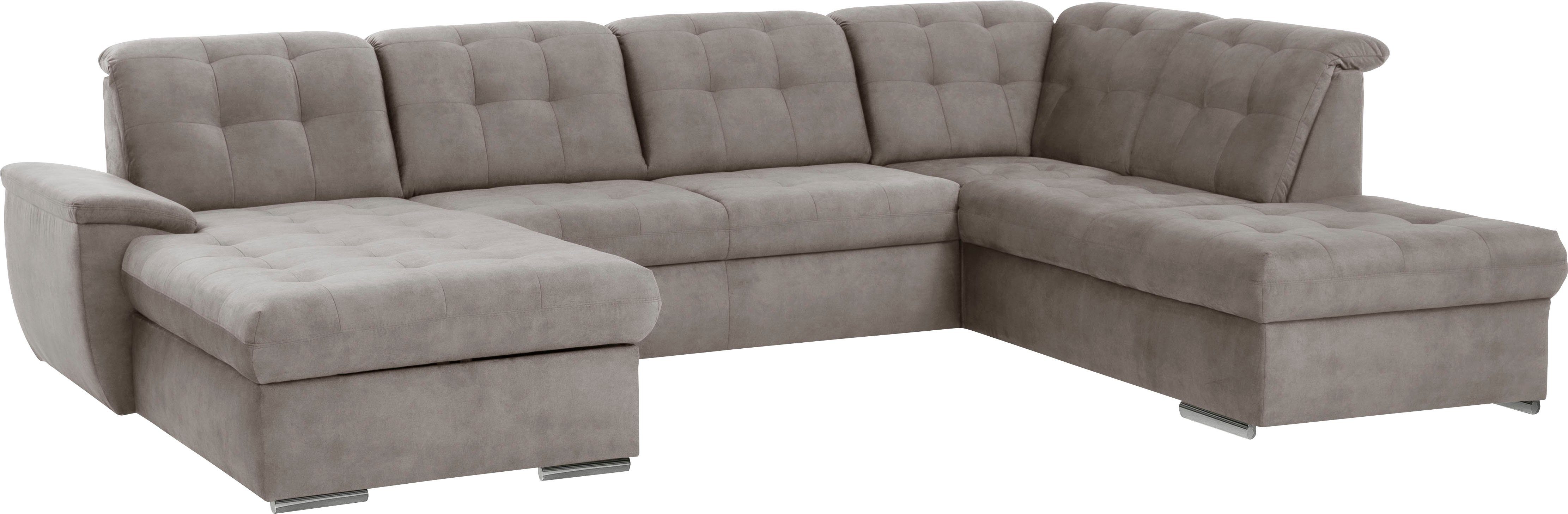 exxpo - sofa fashion Zithoek Durango, uitgebreide zit- en rugverwerking, comfortabel, U-vorm inclusief verstelbare hoofdsteun, naar keuze met slaapfunctie en bedkist (4-delig)