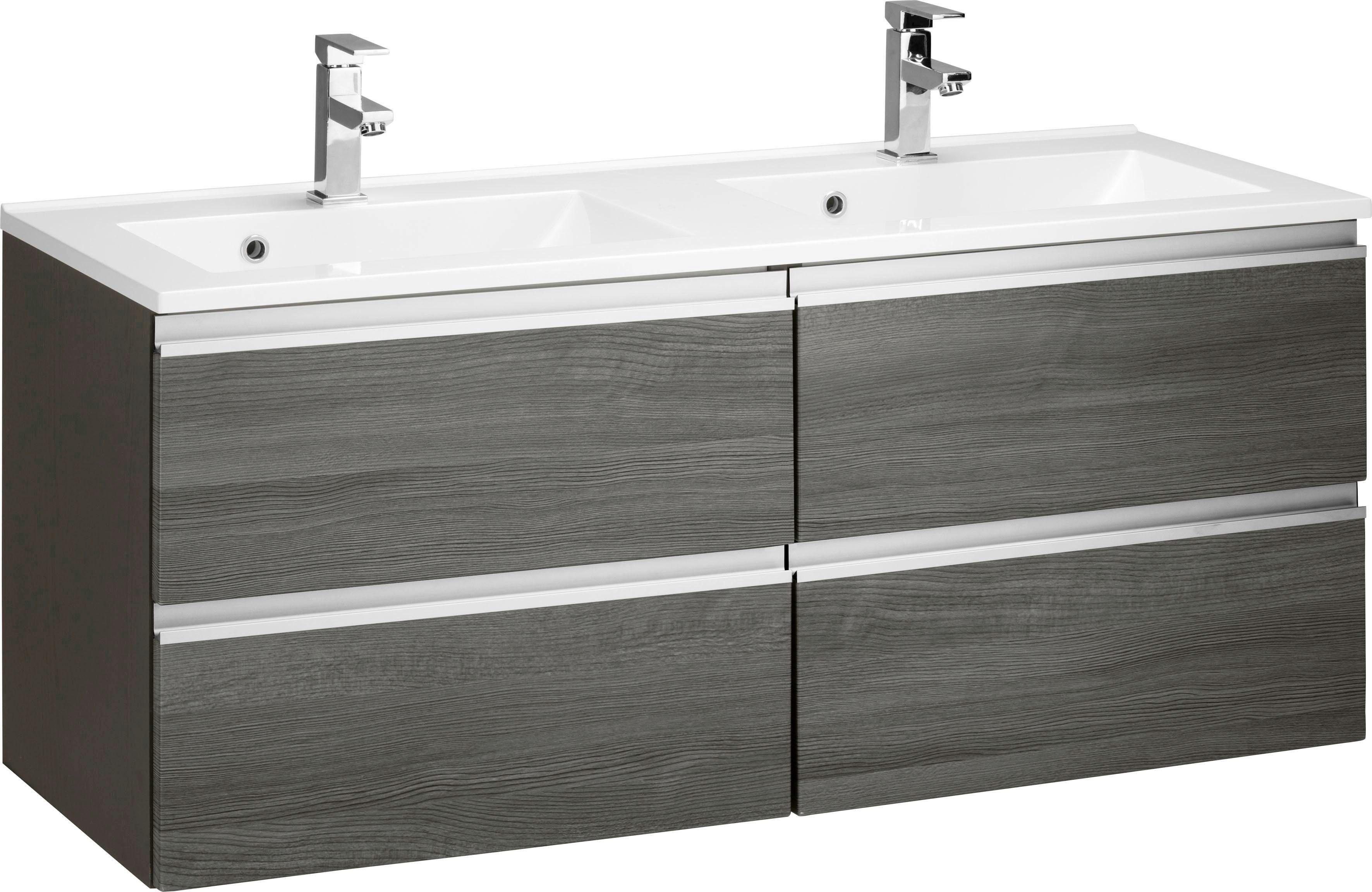 welltime Wastafelonderkast Ohio Badkamermeubel, wastafelonderkast inclusief wasbak, breedte 120 cm onderkasten grijs