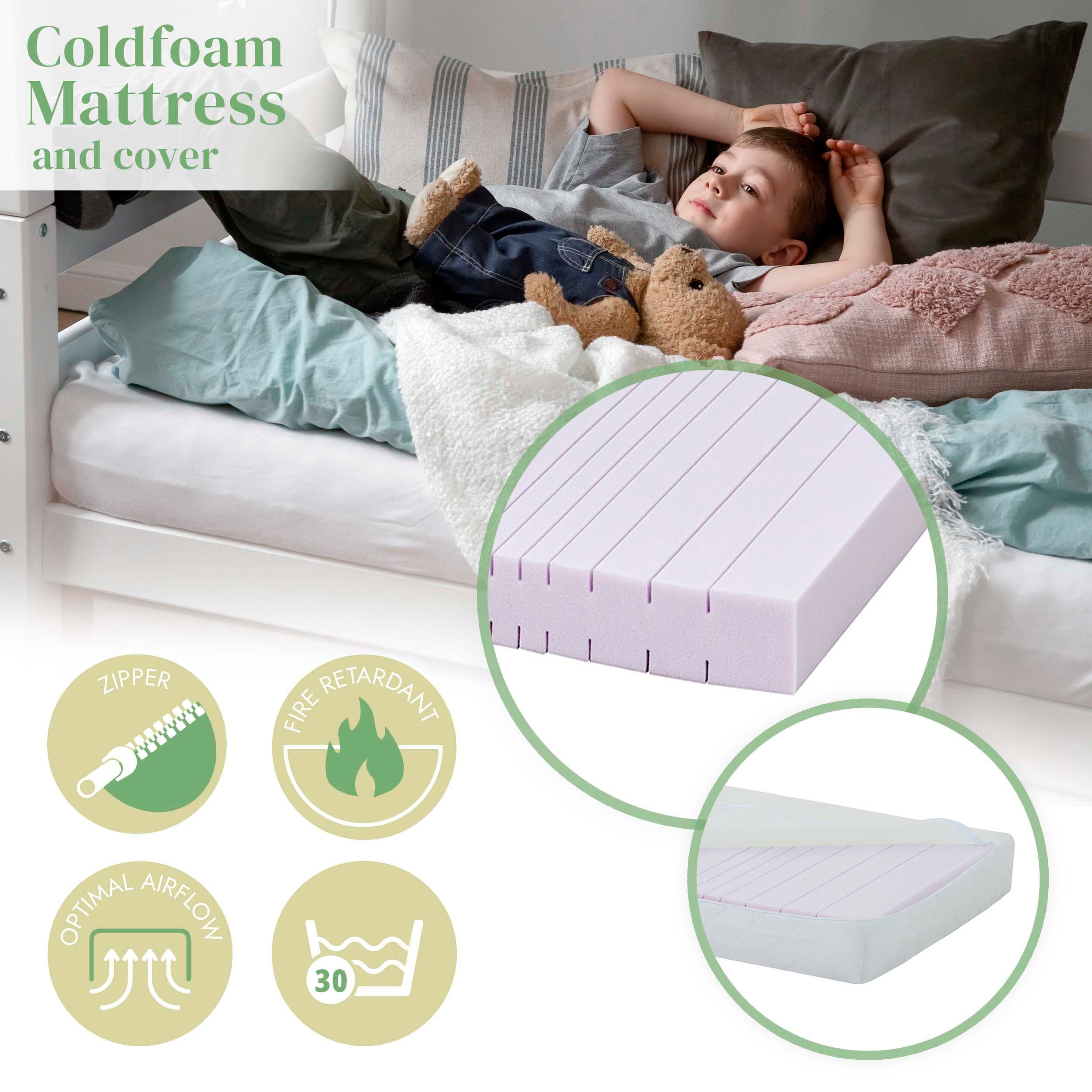 Hoppekids 1-persoonsledikant ECO Comfort kinderbed, massief grenenhout, tienerbed inclusief lattenbodem (set)