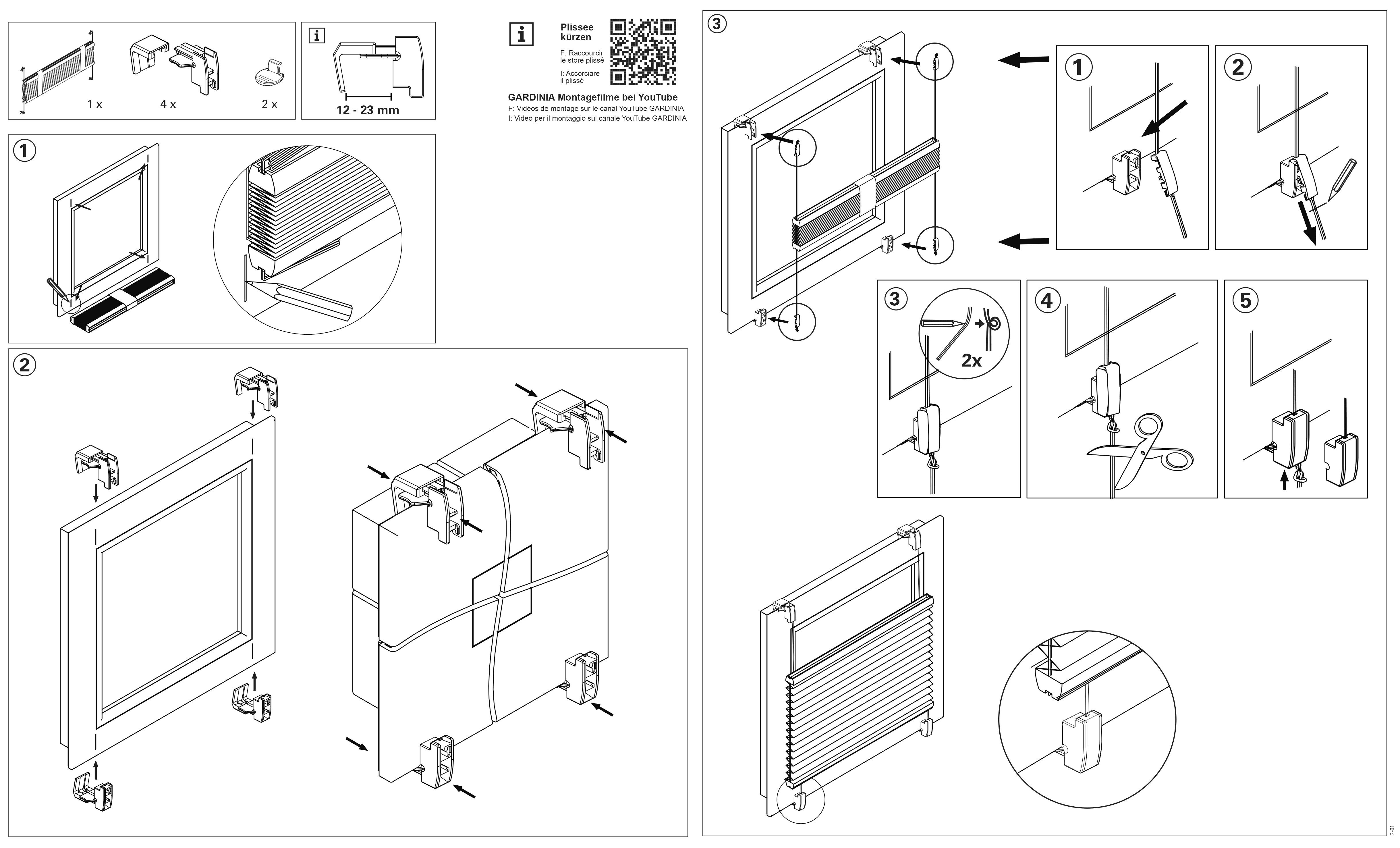GARDINIA Plissé EASYFIX Entry met 2 bedieningsrails (1 stuk)