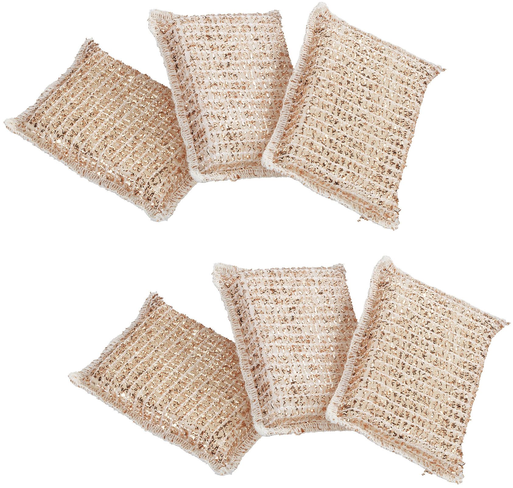 Maximex Schoonmaakspons Koper spons verwijderen van hardnekkig vuil, aangebrand en roest op een zachte manier (set, 6 stuks)