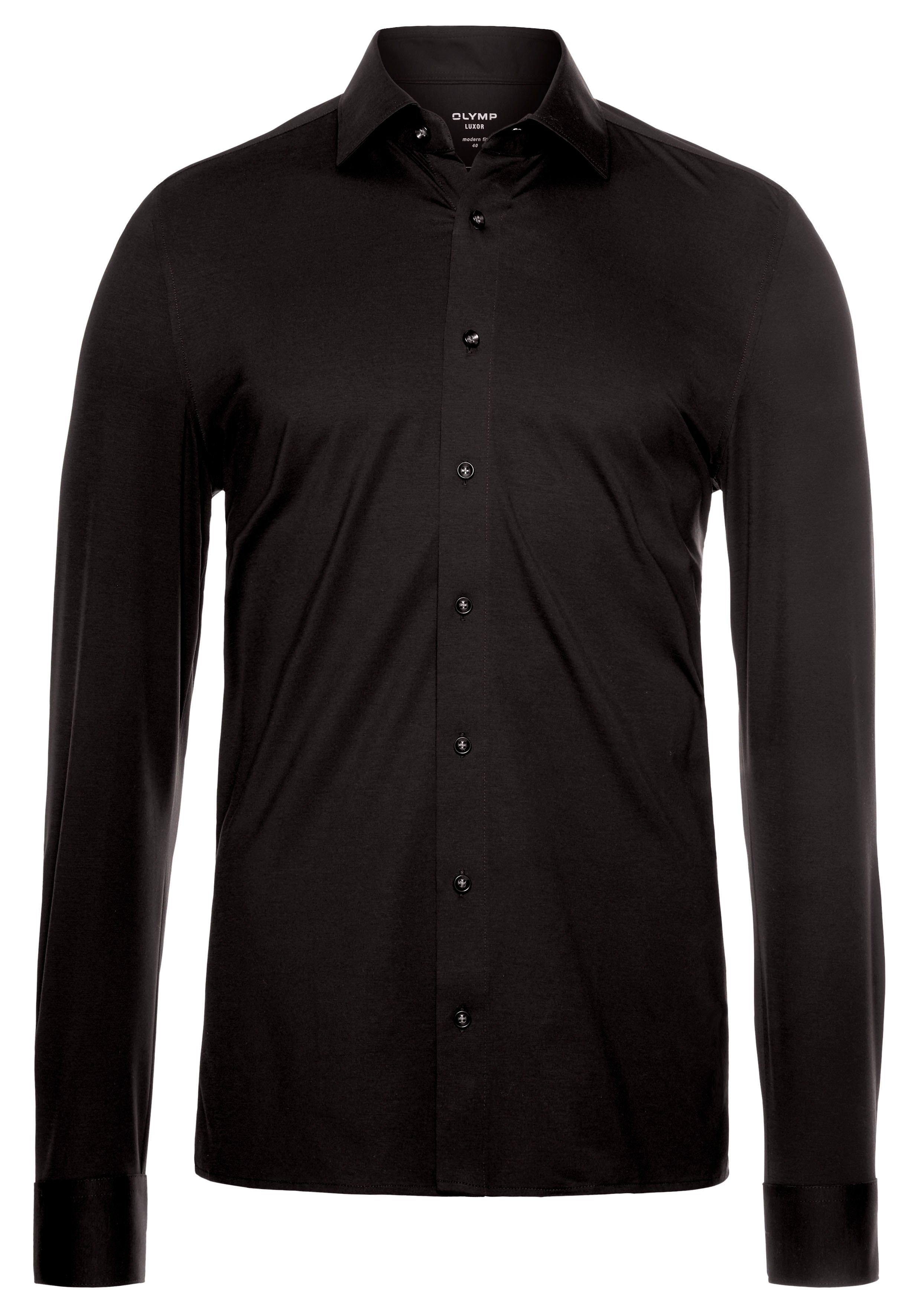 OLYMP Overhemd met lange mouwen Luxor 24/Seven modern fit jersey shirt met geurremmende materiaaleigenschappen