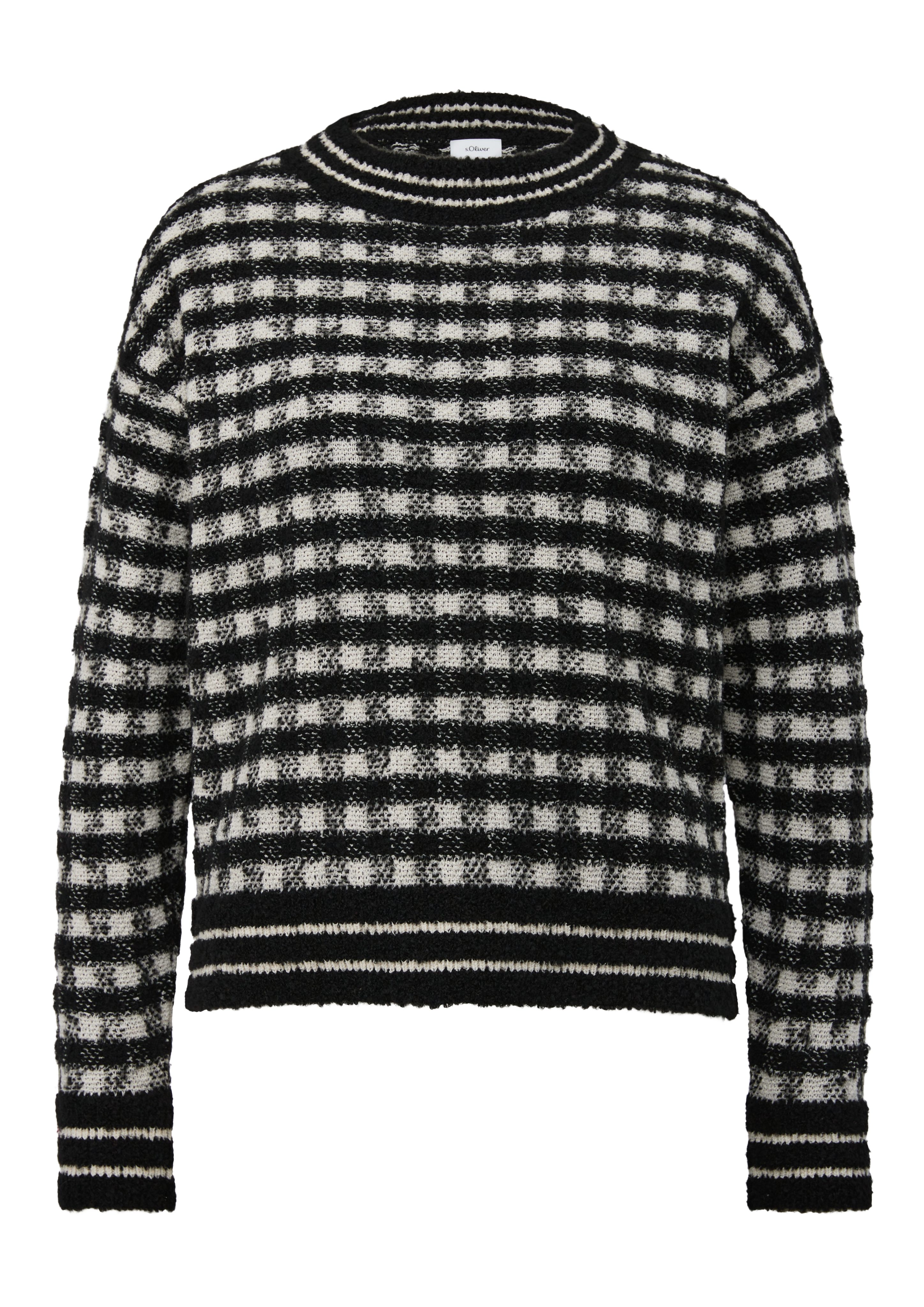 s.Oliver BLACK LABEL Trui met staande kraag met geruit patroon