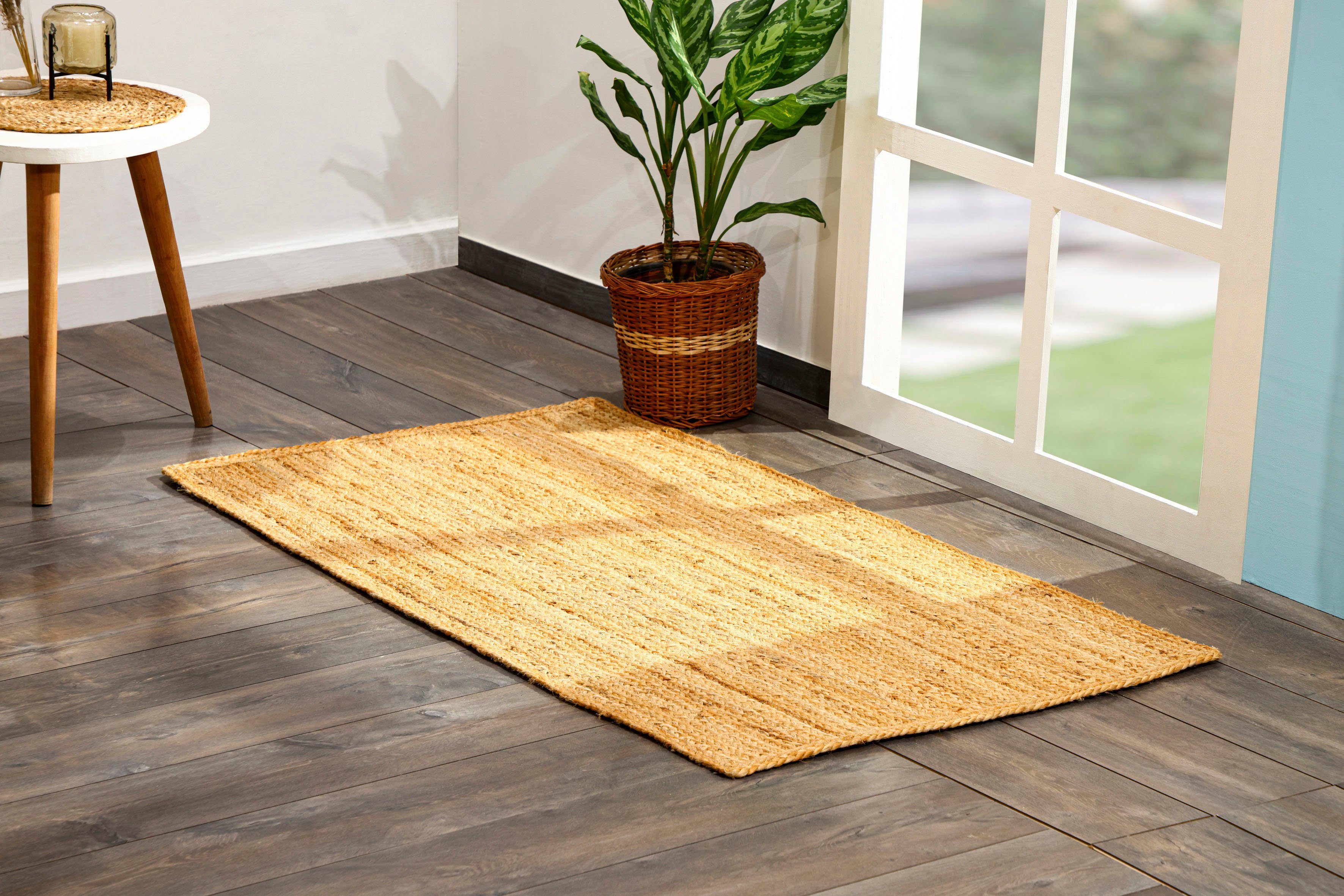 Myflair Möbel & Accessoires Loper Lola Jute tapijt, omkeerbaar tapijt, handgeweven, 100% natuurlijke vezel, Boho-stijl