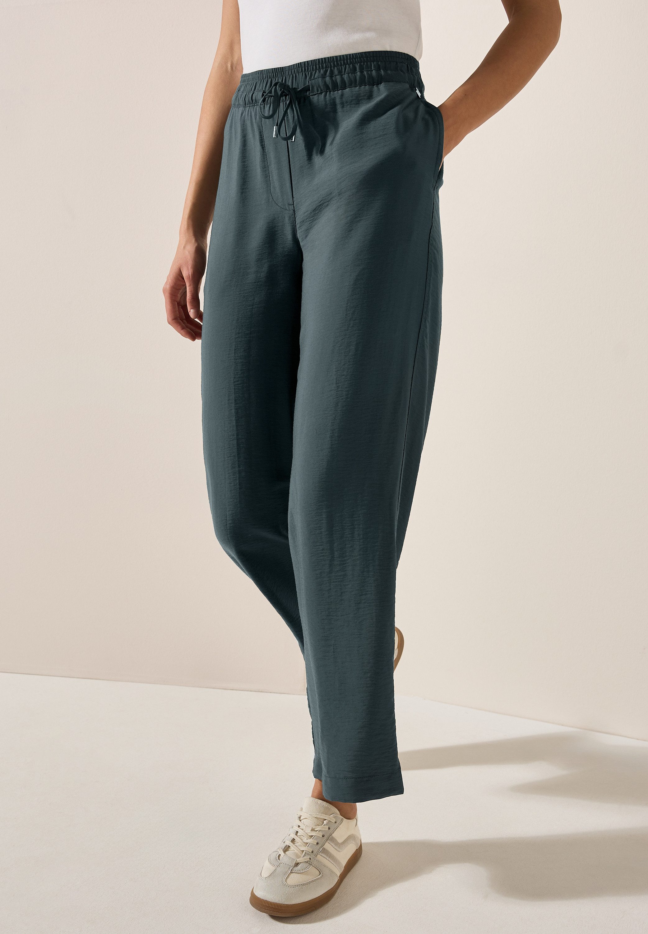 Cecil Stoffen broek Style Neele elastische band met rijgkoord dames harembroeken maat M (40) groen