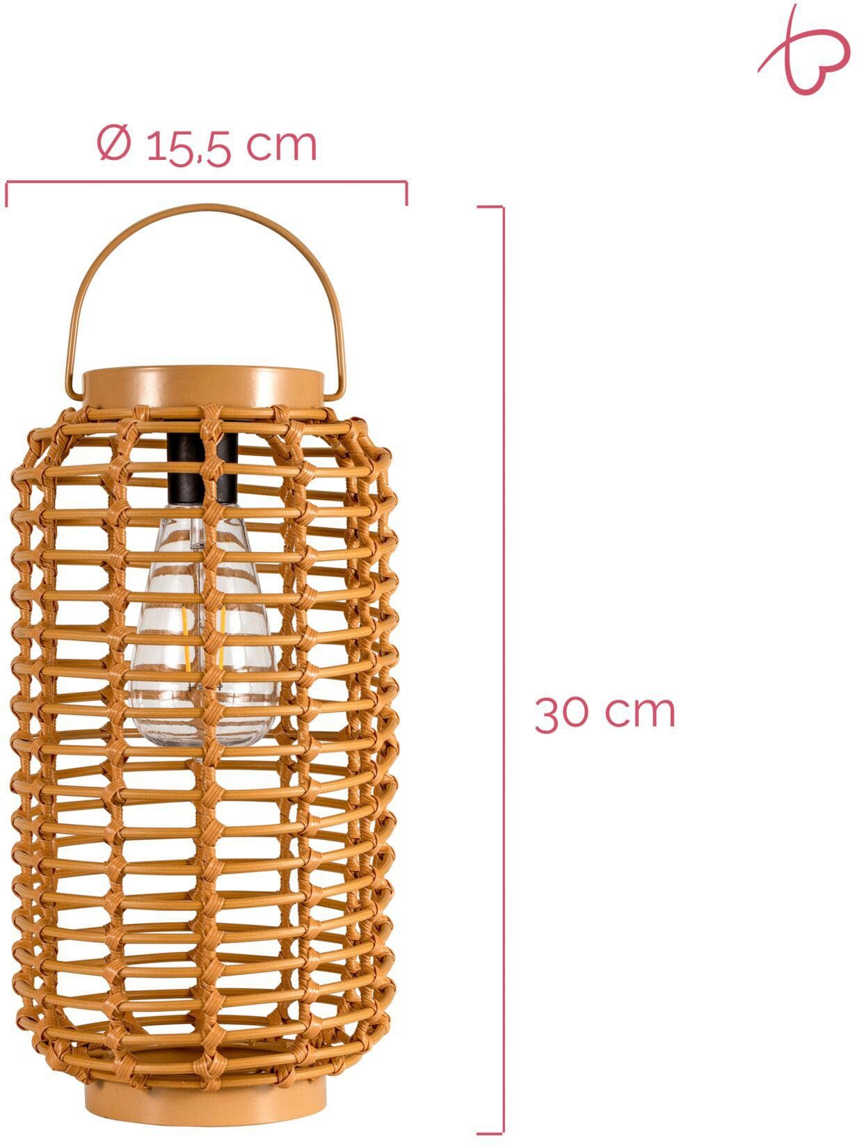 Pauleen Led-lantaarn Sunshine Darling solarlaterne beige rattan/metaal/kunststof
