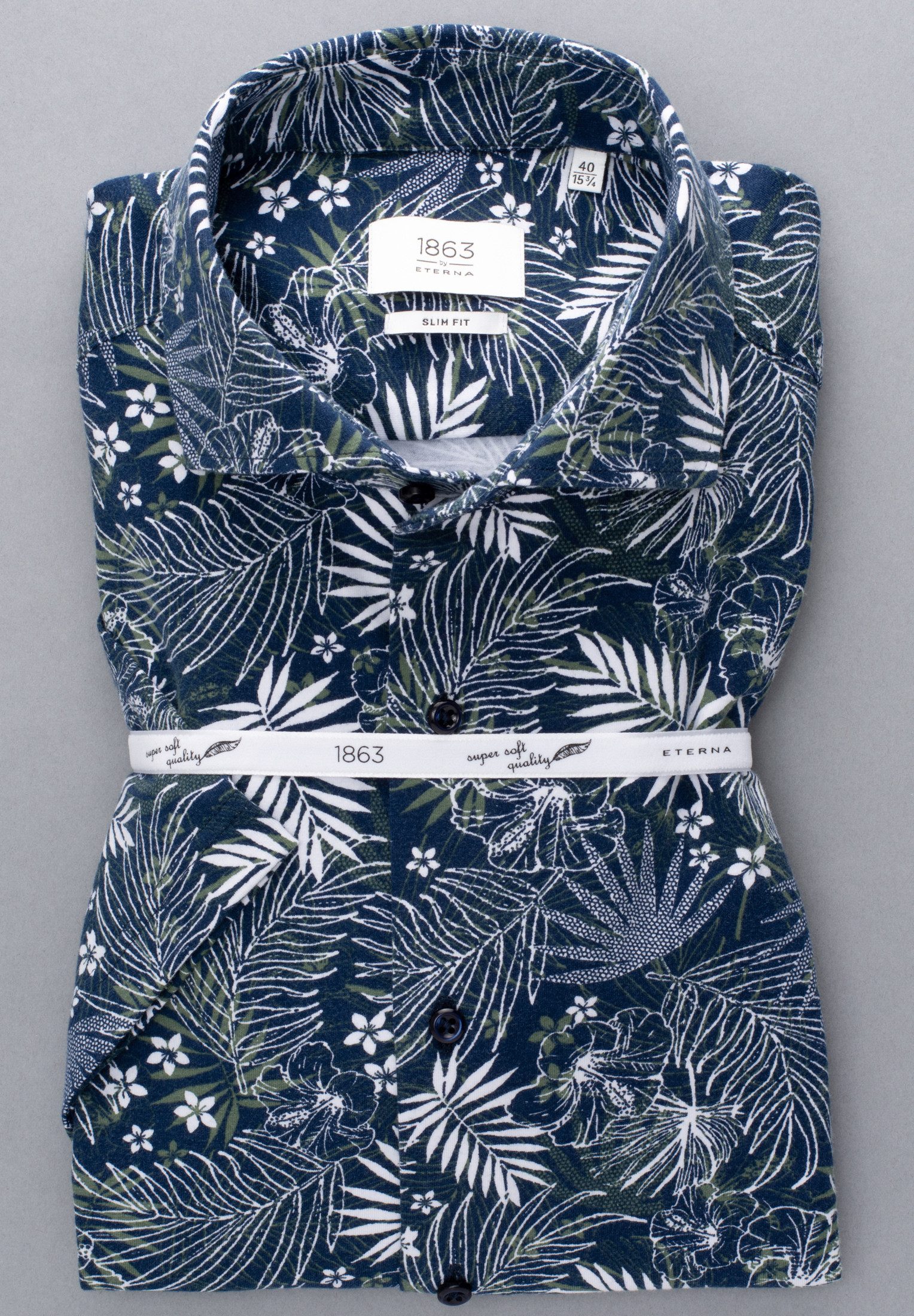 Eterna Overhemd met korte mouwen Slim fit EASY IRON (gemakkelijk te strijken)
