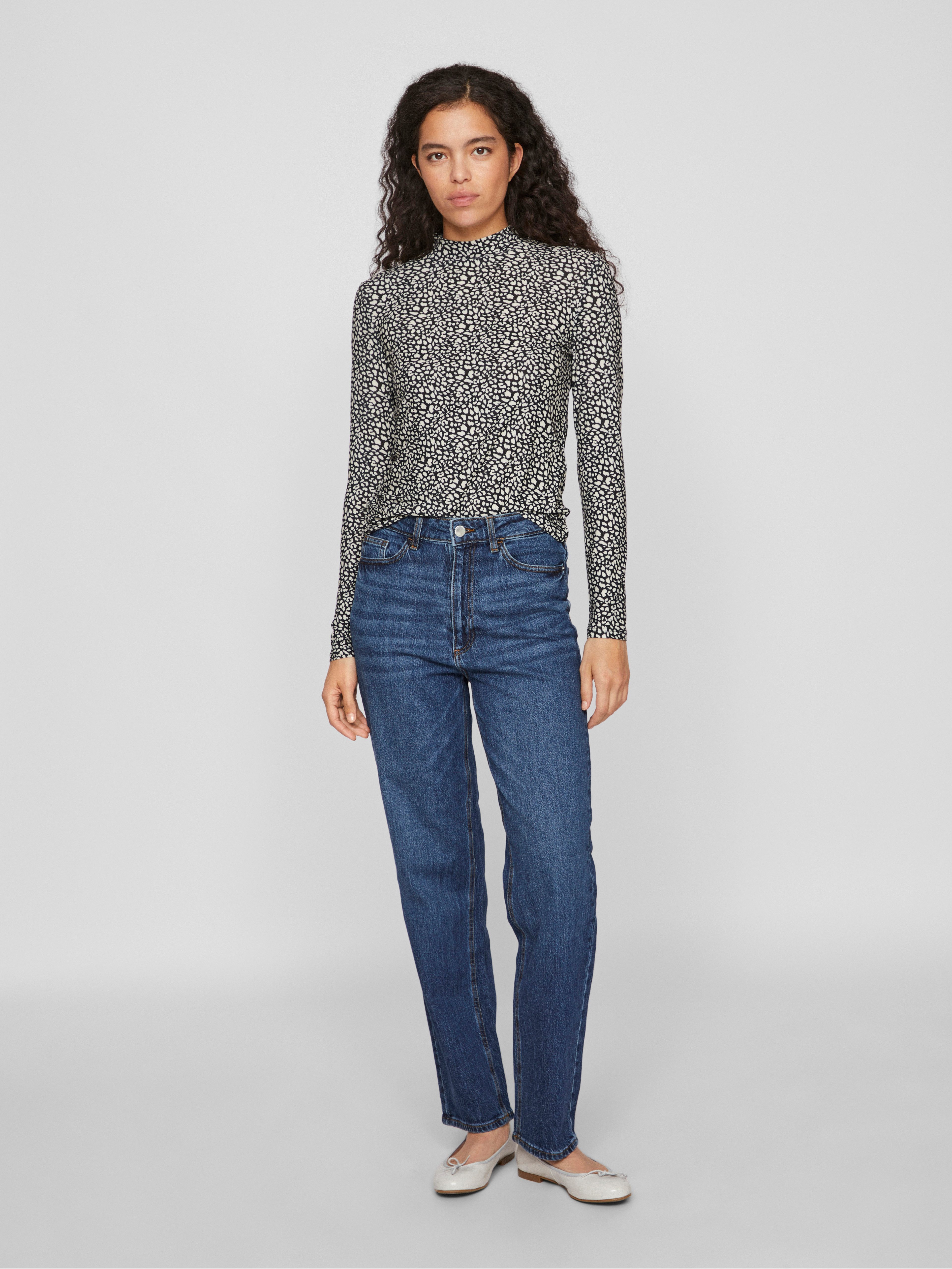 Vila Shirt met staande kraag VILEOA L/S ROLLNECK TOP - NOOS