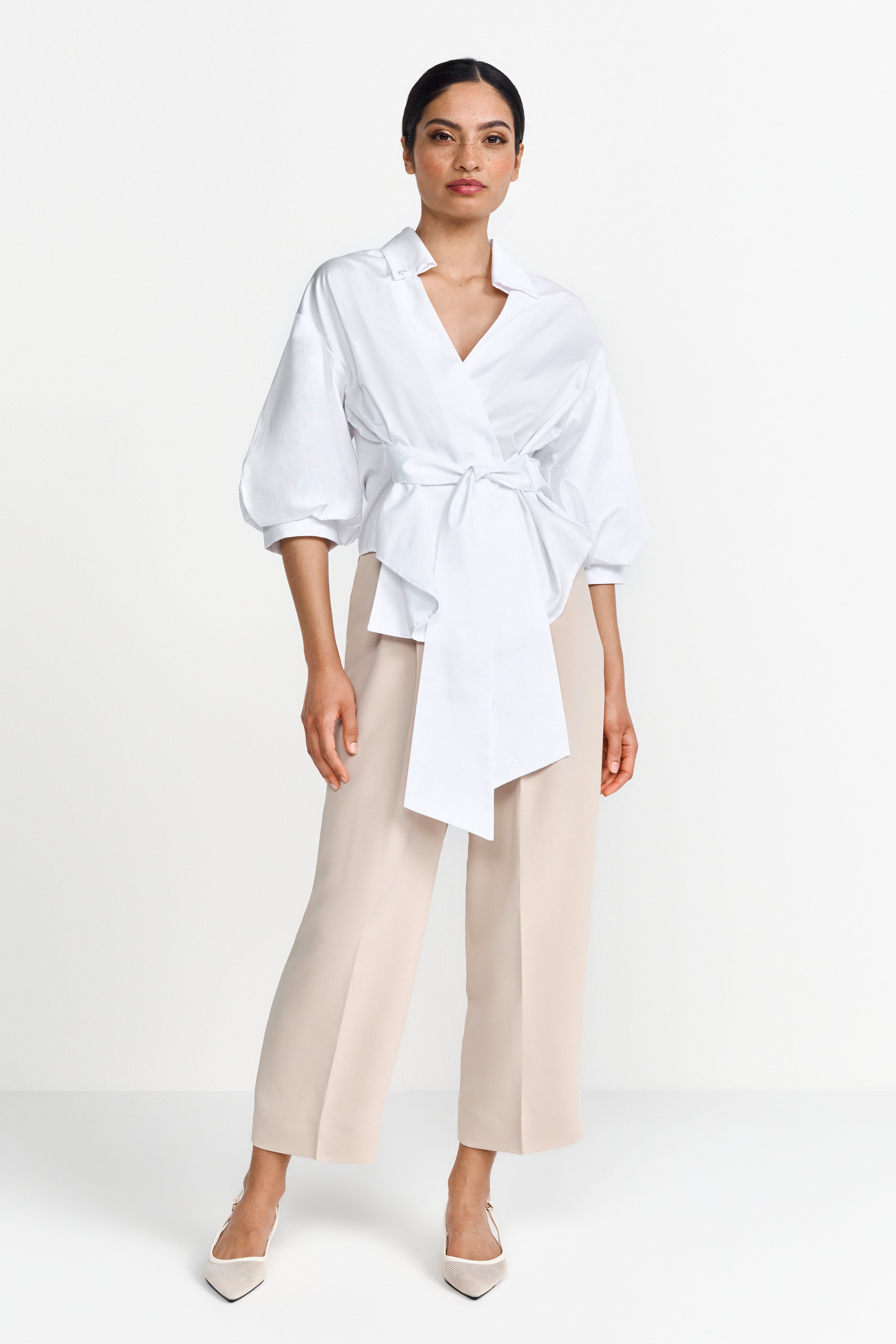 Rich & Royal Klassieke blouse Met overlappende schouder en button-down kraag